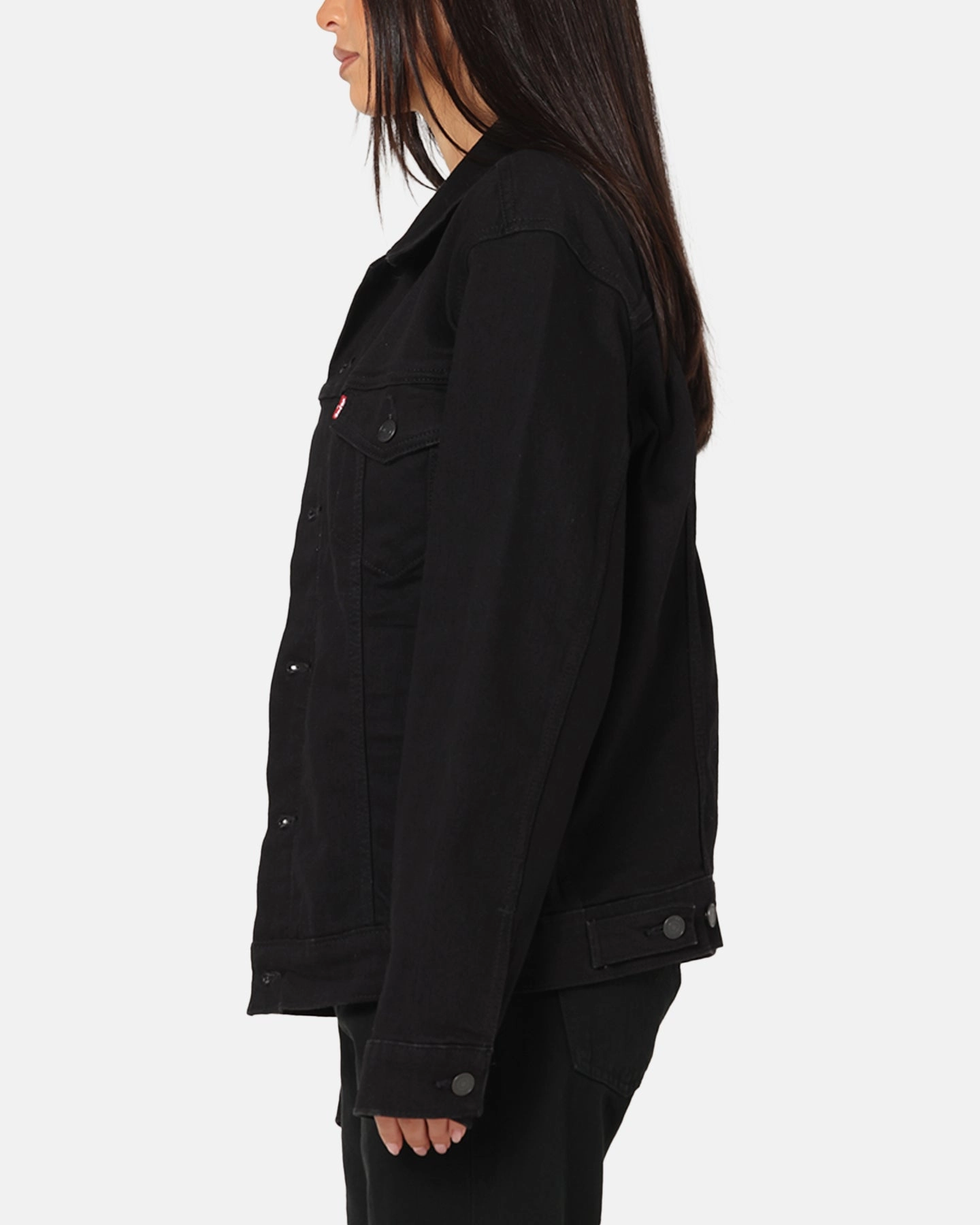 Tapered Silhouette Emblem Levi Strauss And Co Denim Trucker Jacket Black