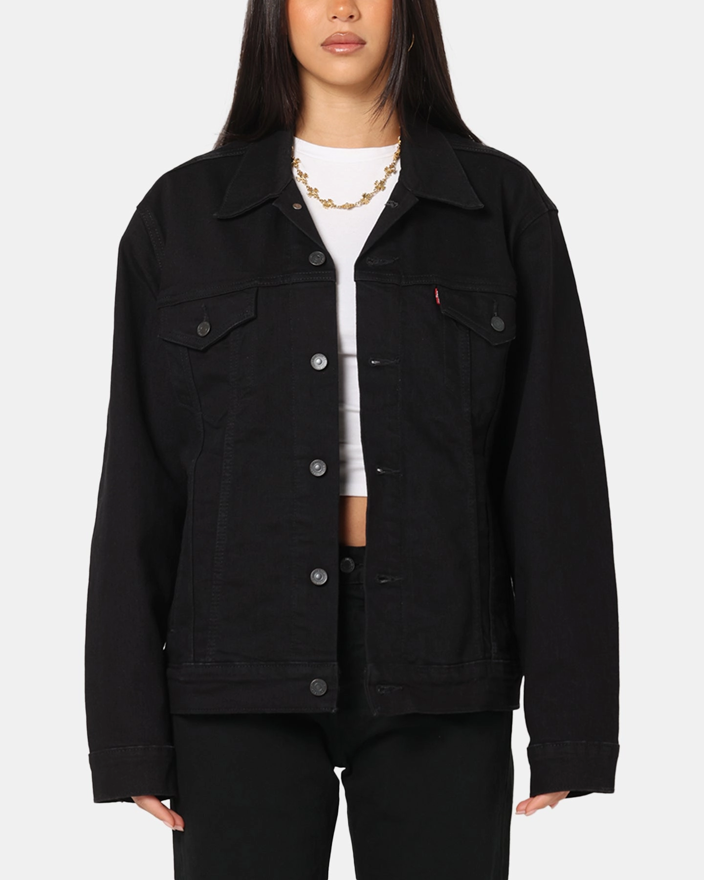 Levi Strauss And Co Denim Trucker Jacket Black MultiPocket Design Packable design