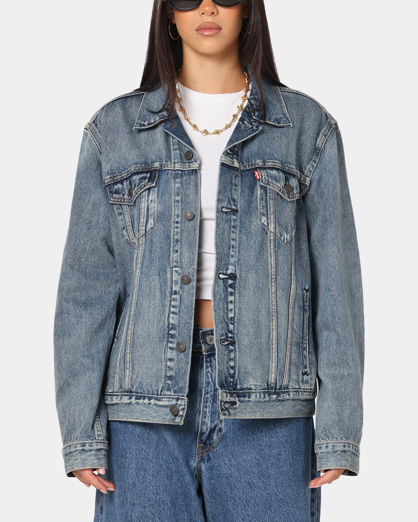 Levi Strauss And Co Denim Trucker Jacket Sky Bonded Zippers