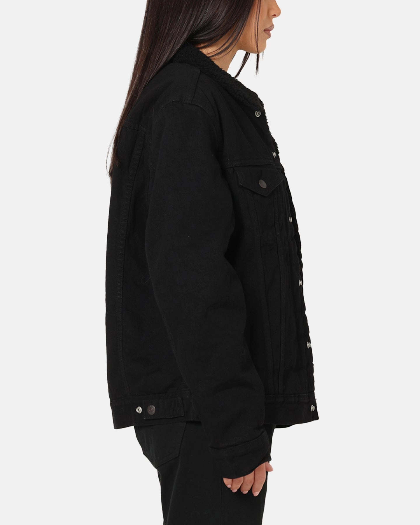 Breathable mesh lining Levi Strauss And Co Relaxed Fit Sherpa Trucker Jacket Black