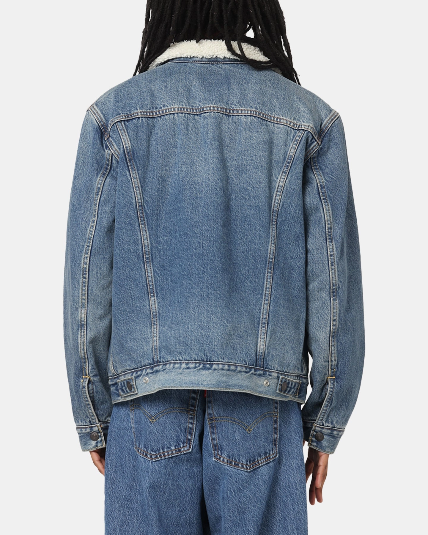 Levi Strauss And Co Relaxed Fit Sherpa Trucker Jacket Blue work event Waterproof Wear