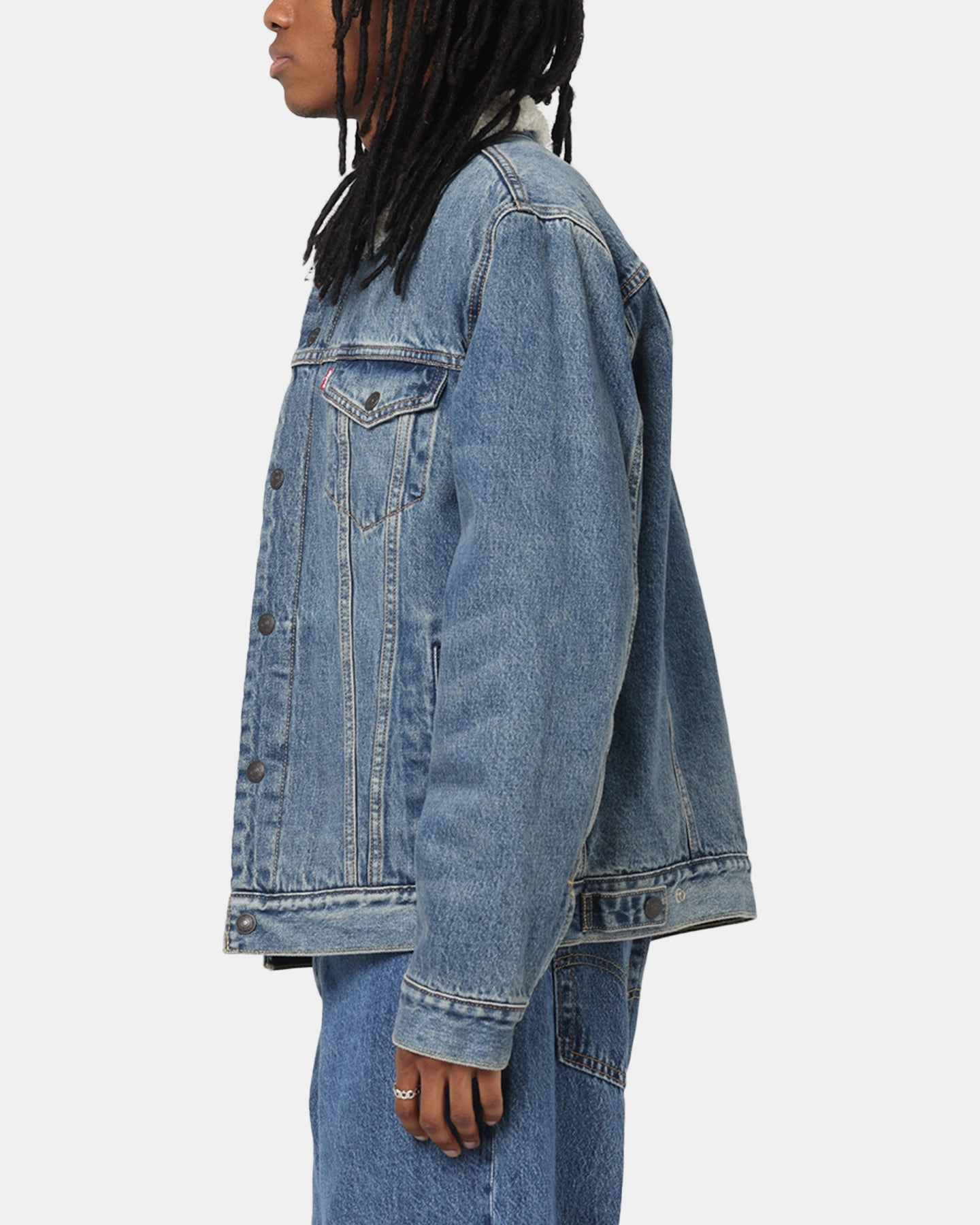Levi Strauss And Co Relaxed Fit Sherpa Trucker Jacket Blue Trend