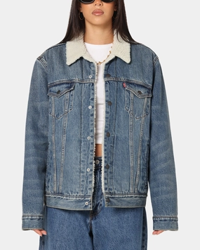 Levi Strauss And Co Relaxed Fit Sherpa Trucker Jacket Blue Generosity