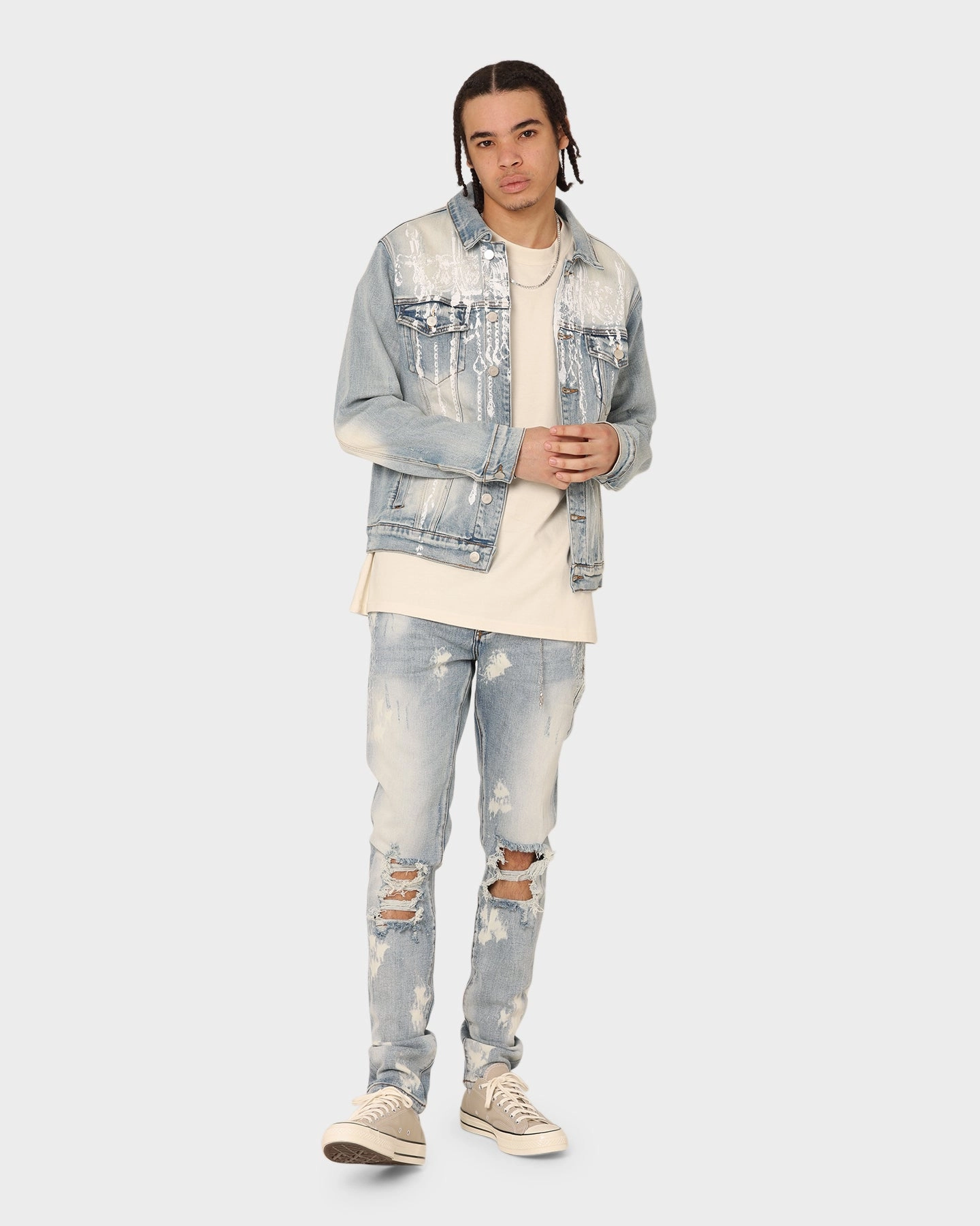 Durable Stitching Lifted Anchors Manhattan Denim Jacket Blue