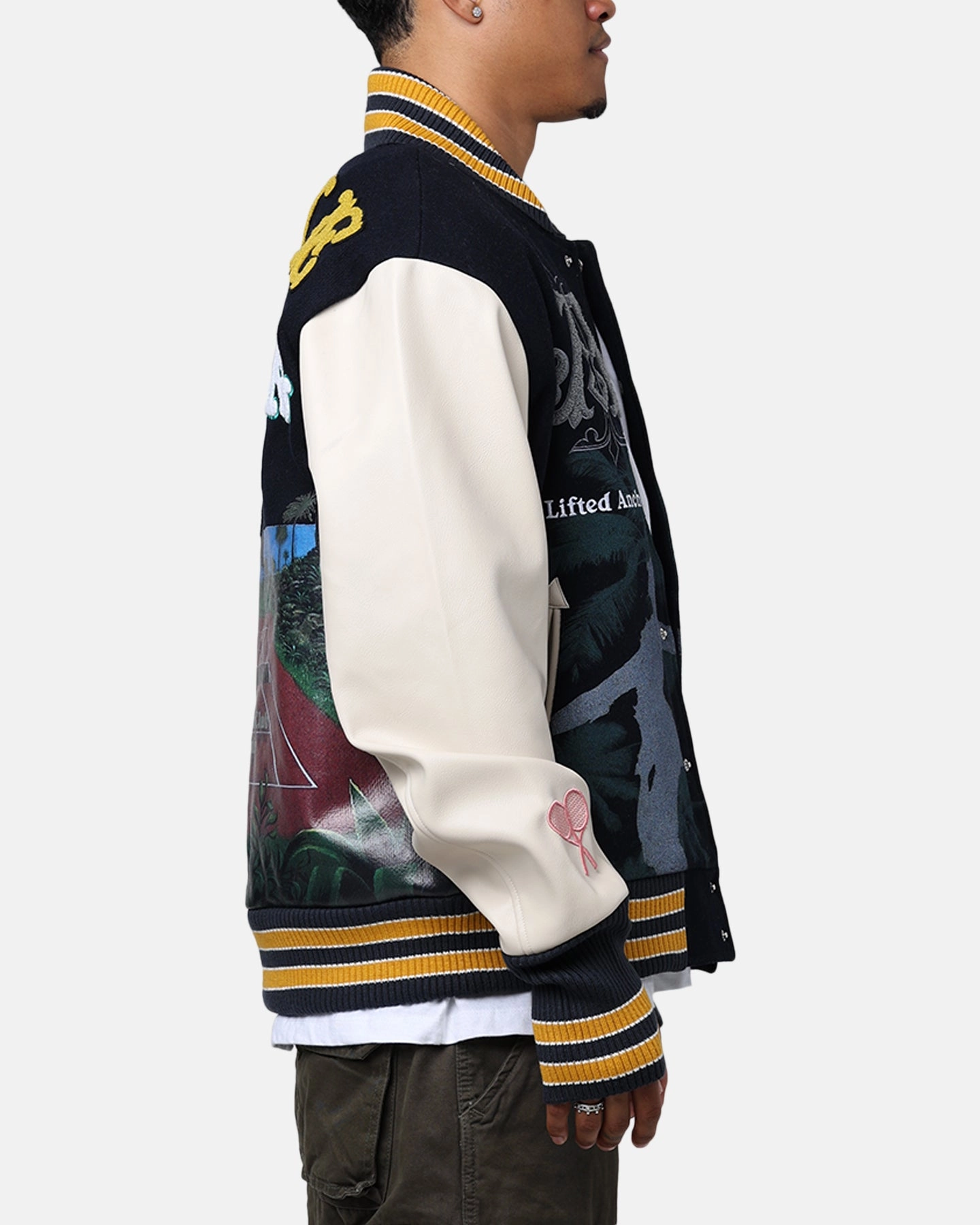 Fashion Ease Lifted Anchors "Kournikova" Varsity Tennis Jacket Deep Navy