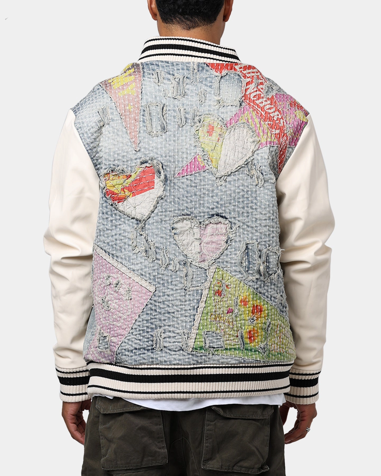 Lifted Anchors "Martina" Boro Denim Varsity Jacket Denim/Cream Martial-arts wallet