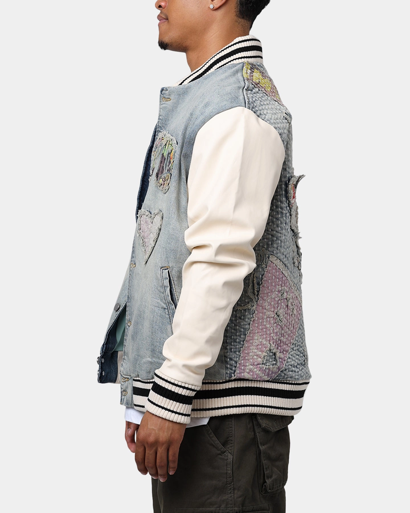 Lifted Anchors "Martina" Boro Denim Varsity Jacket Denim/Cream Event