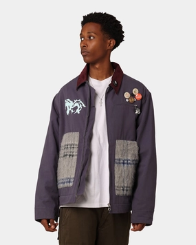 Lifted Anchors "Relly" Mohair Work Jacket Navy/Mohair Lip-gloss Anti Slip Collar