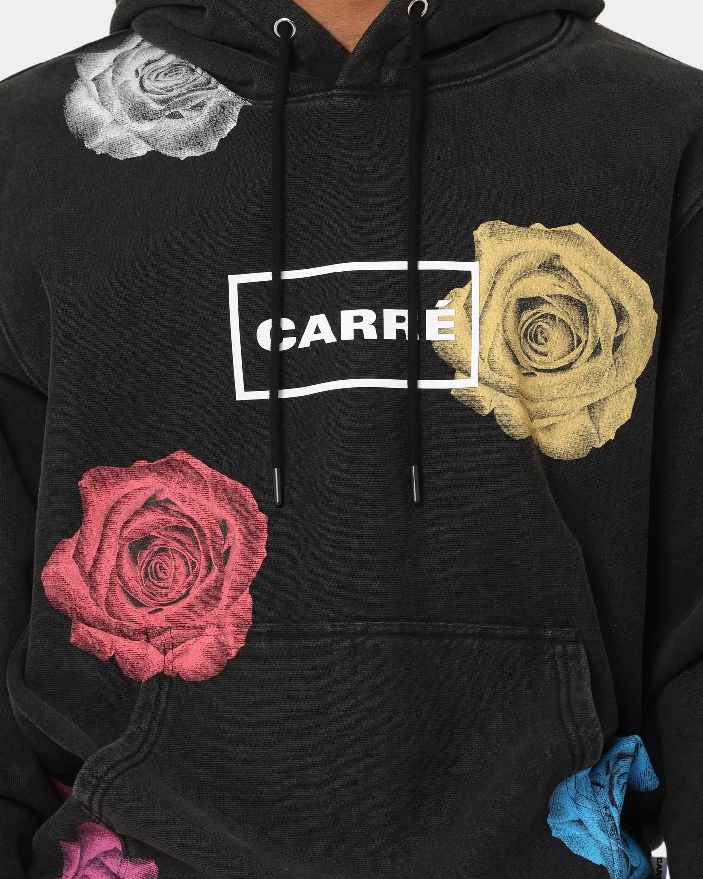 Carr?? Rose Bunch Vintage Hoodie Washed Black Bonded Seam Technology
