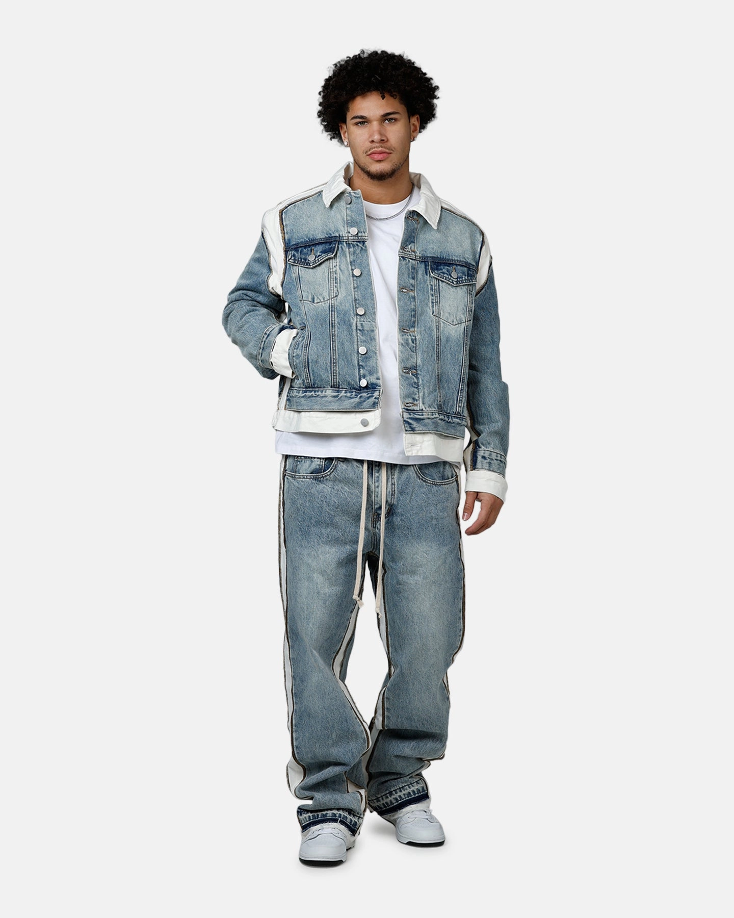 Insulated Core water - resistant MNML Border GN8 Jacket Blue/White