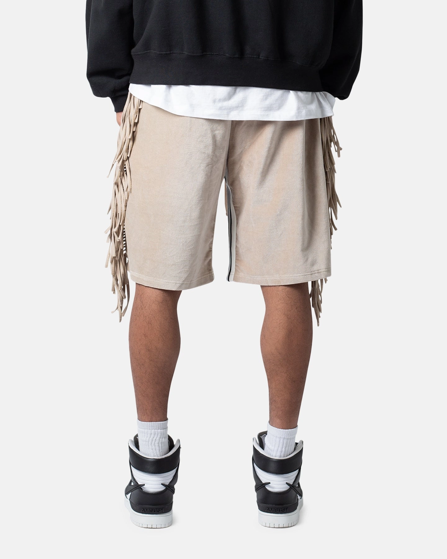 LightweightFabric Sports Wear MNML Fringe Velour Sweat Shorts Dust