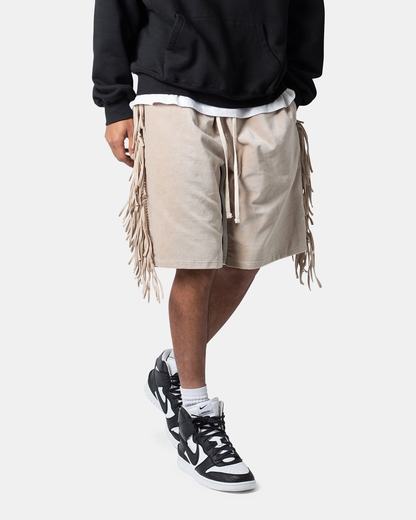 MNML Fringe Velour Sweat Shorts Dust activewear option