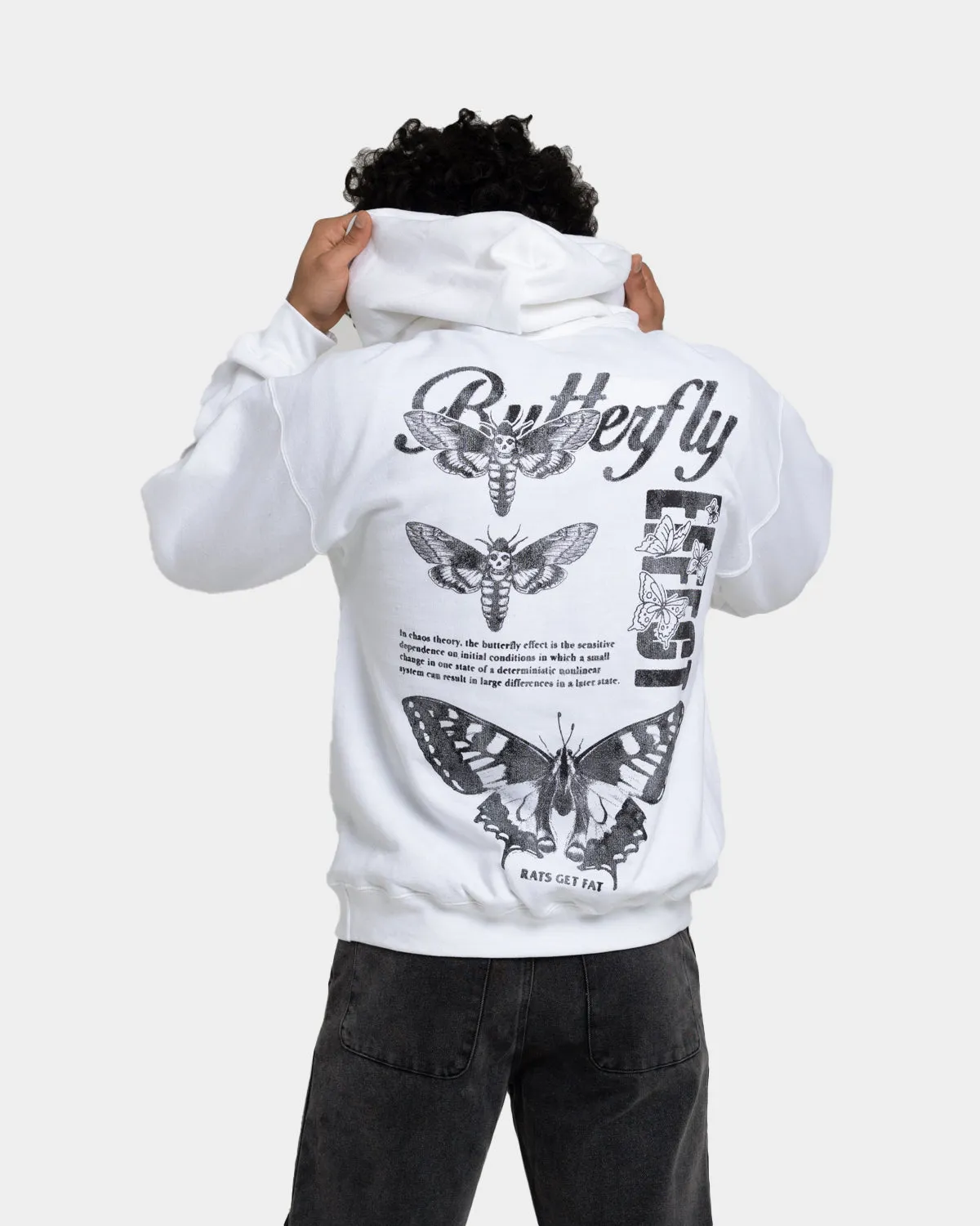 Biker Rats Get Fat Butterfly Effect Hoodie White