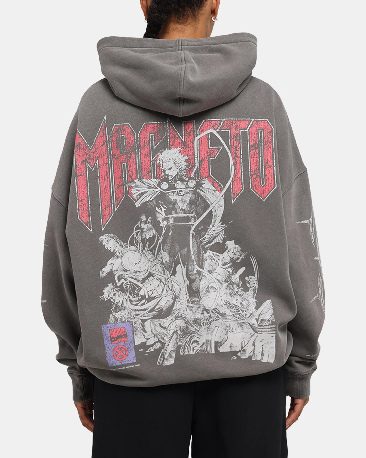 American Thrift Marvel X-Men Magneto Premium Hoodie Washed Charcoal Comfort Wear athletic style