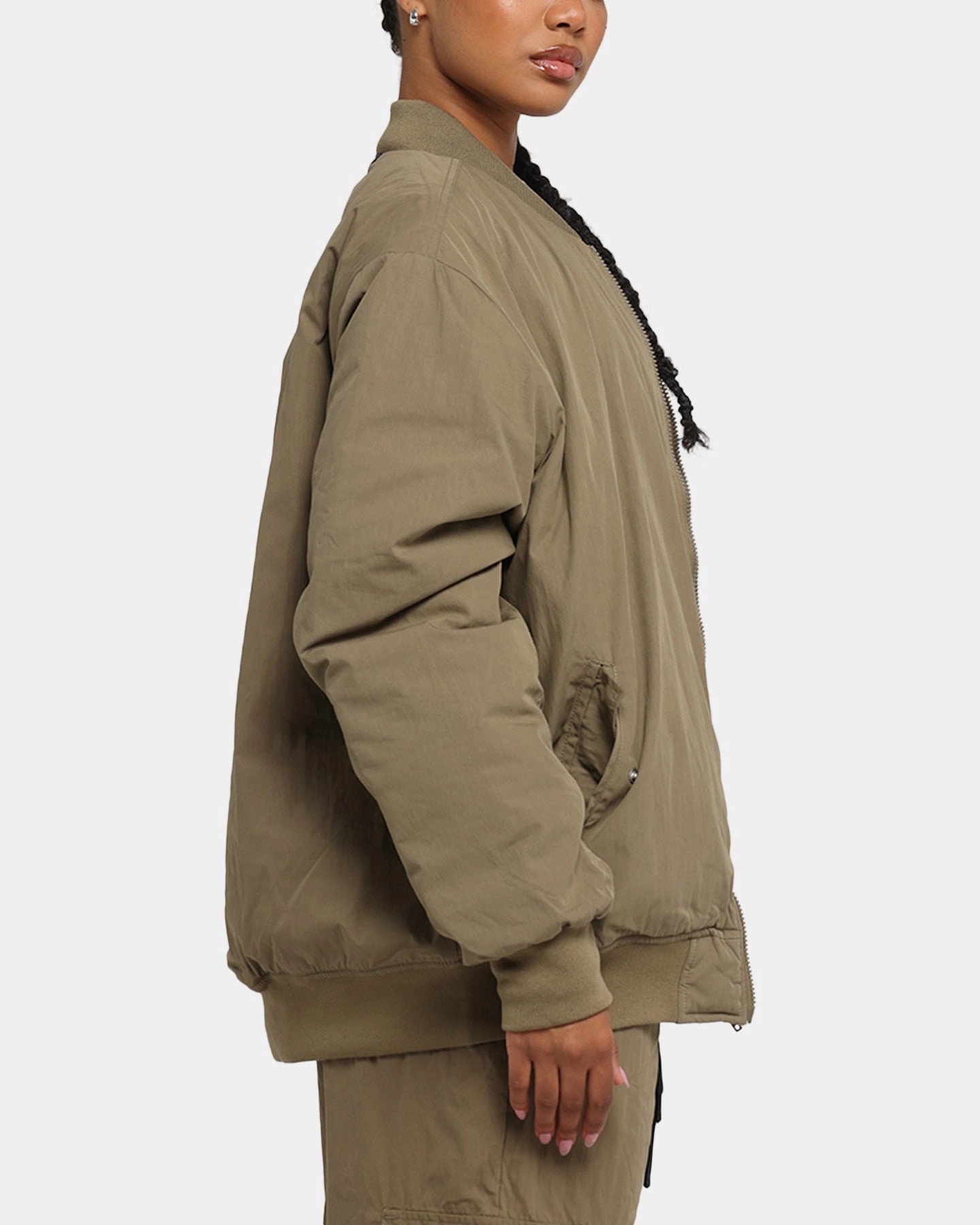 floral Eco-friendly The Anti Order Anti Essential Oversized Bomber Jacket Dark Taupe