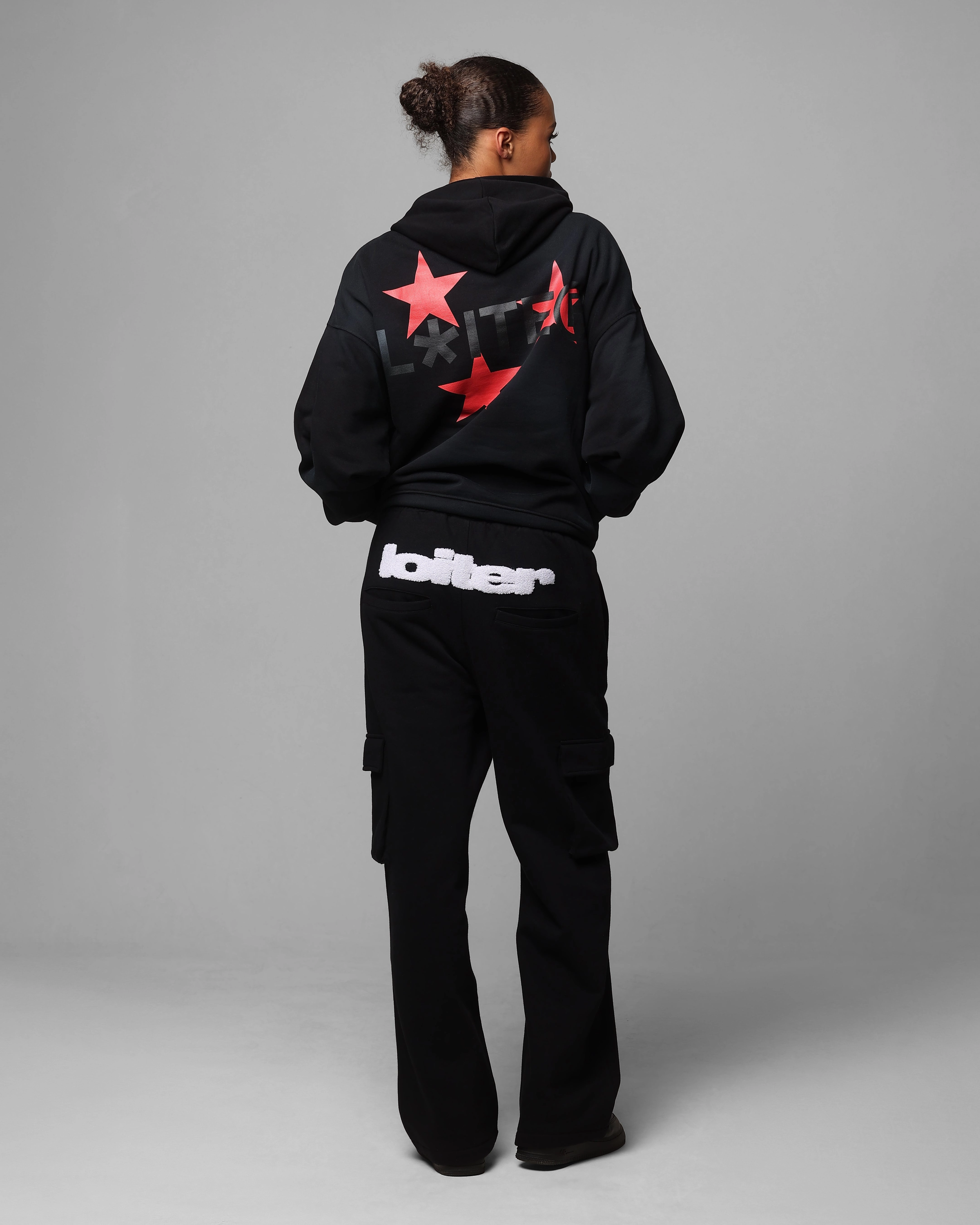 Loiter Trackstar Hoodie Washed Black Soft Inner Lining