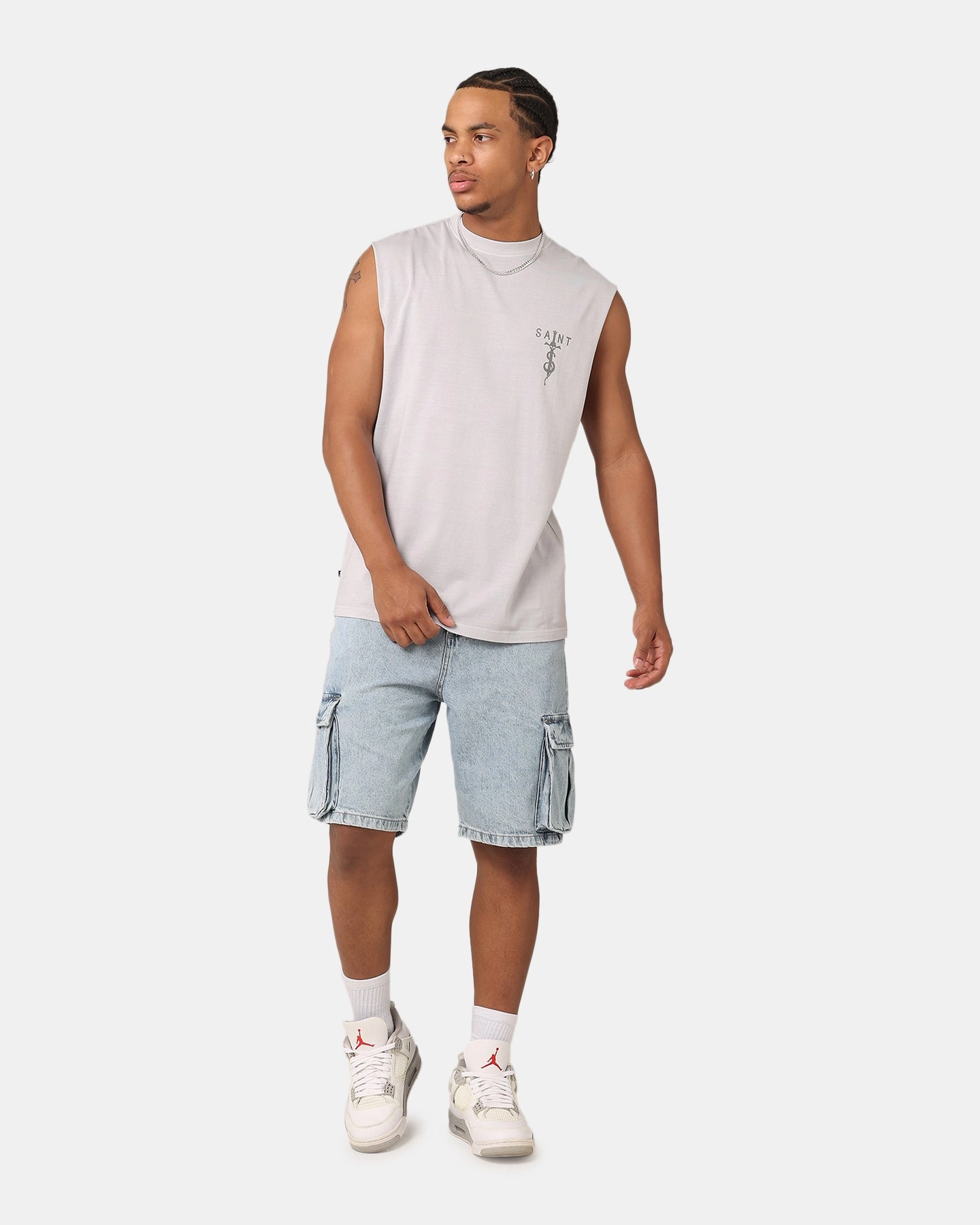 Saint Morta Denim Cargo Shorts Light Blue Denim Anti Snag Fabric