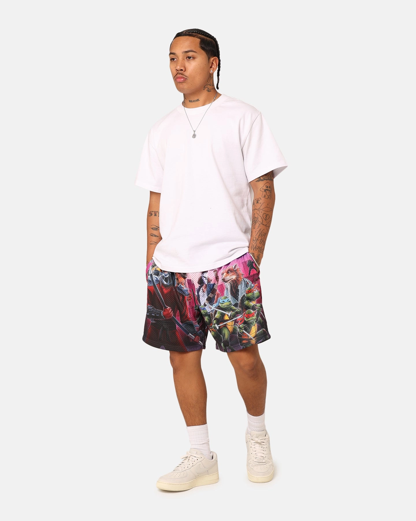 American Thrift X Teenage Mutant Ninja Turtles Poster Retro Mesh Shorts Purple/Multi skin friendly