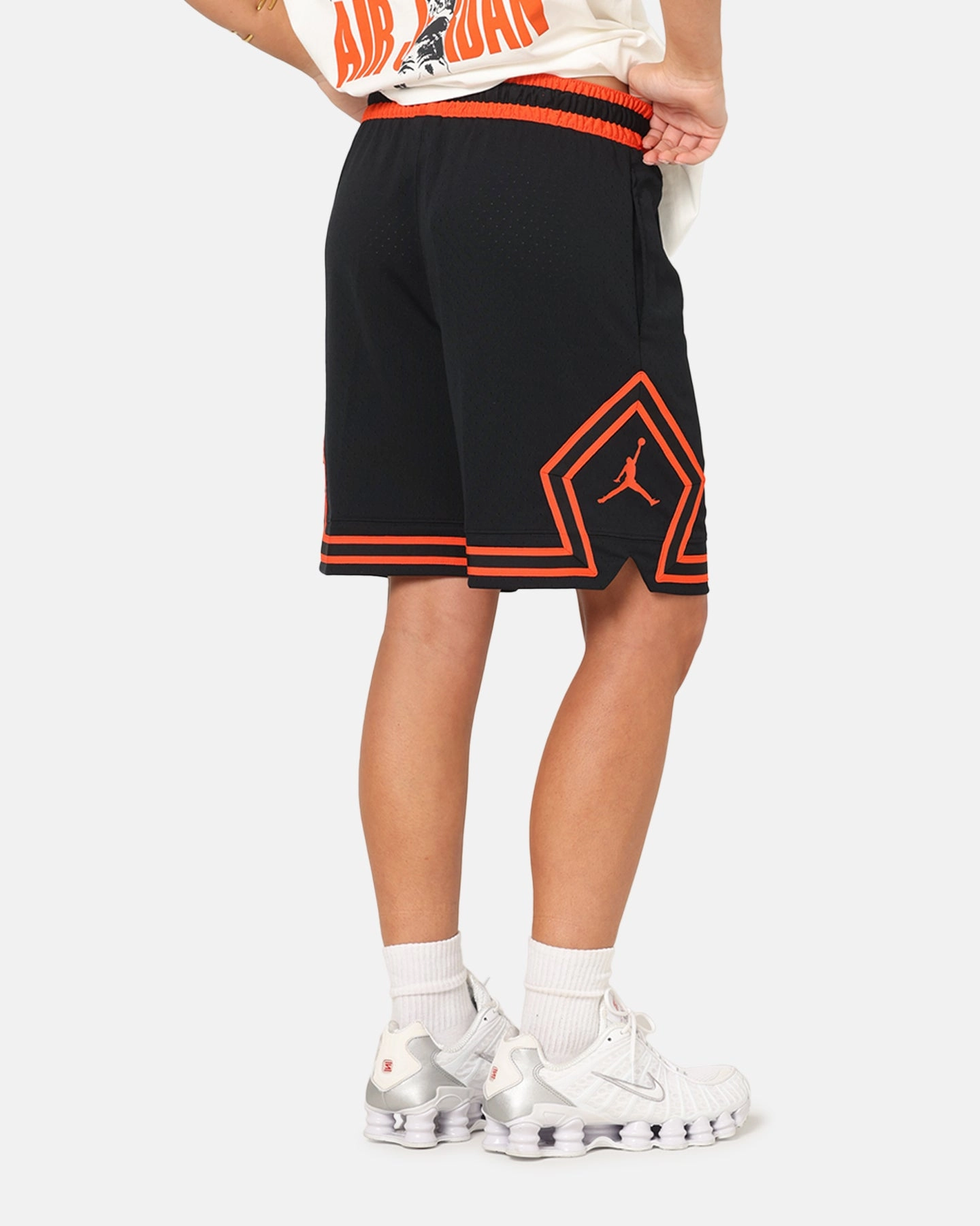 warm tones Temperature Regulating Tech Jordan Dri-FIT Mesh Diamond Shorts Black/Orange