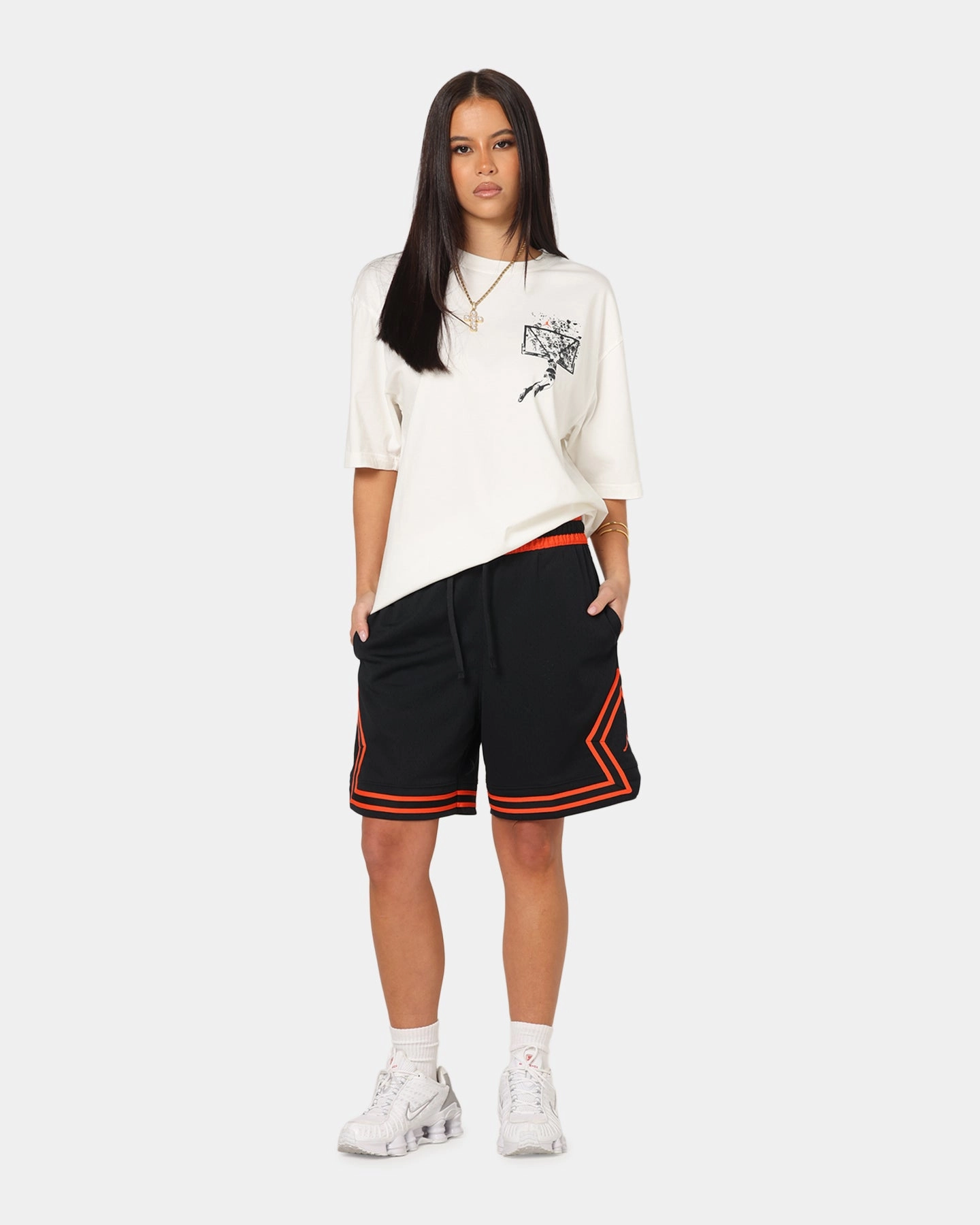 Jordan Dri-FIT Mesh Diamond Shorts Black/Orange Anti Sag Technology Dual Zone Ventilation