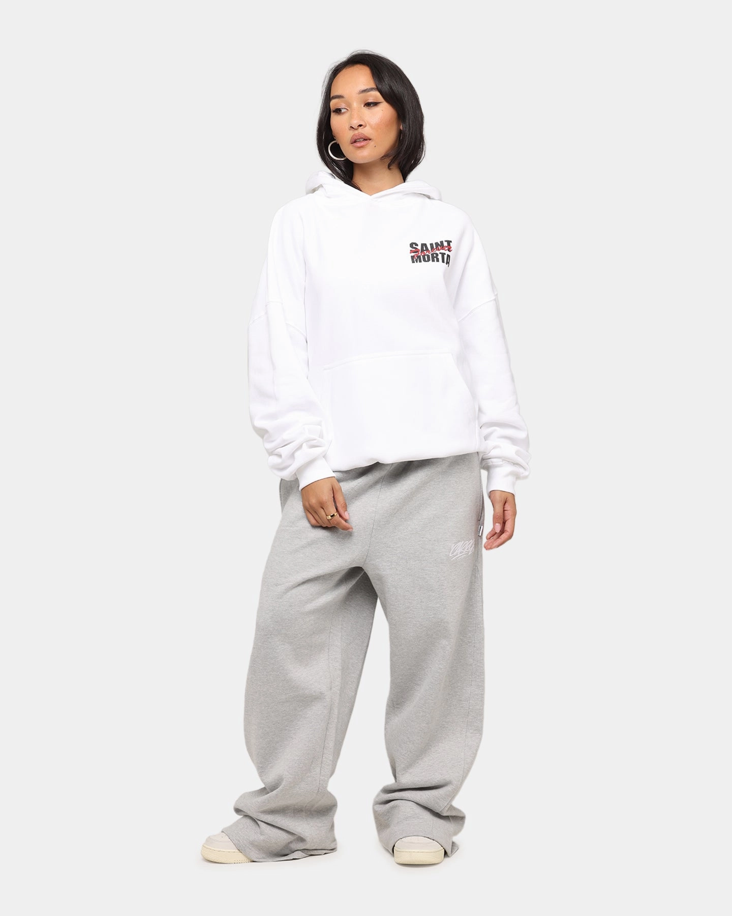 Half Moon Collar Saint Morta Forever Boxy Hoodie White