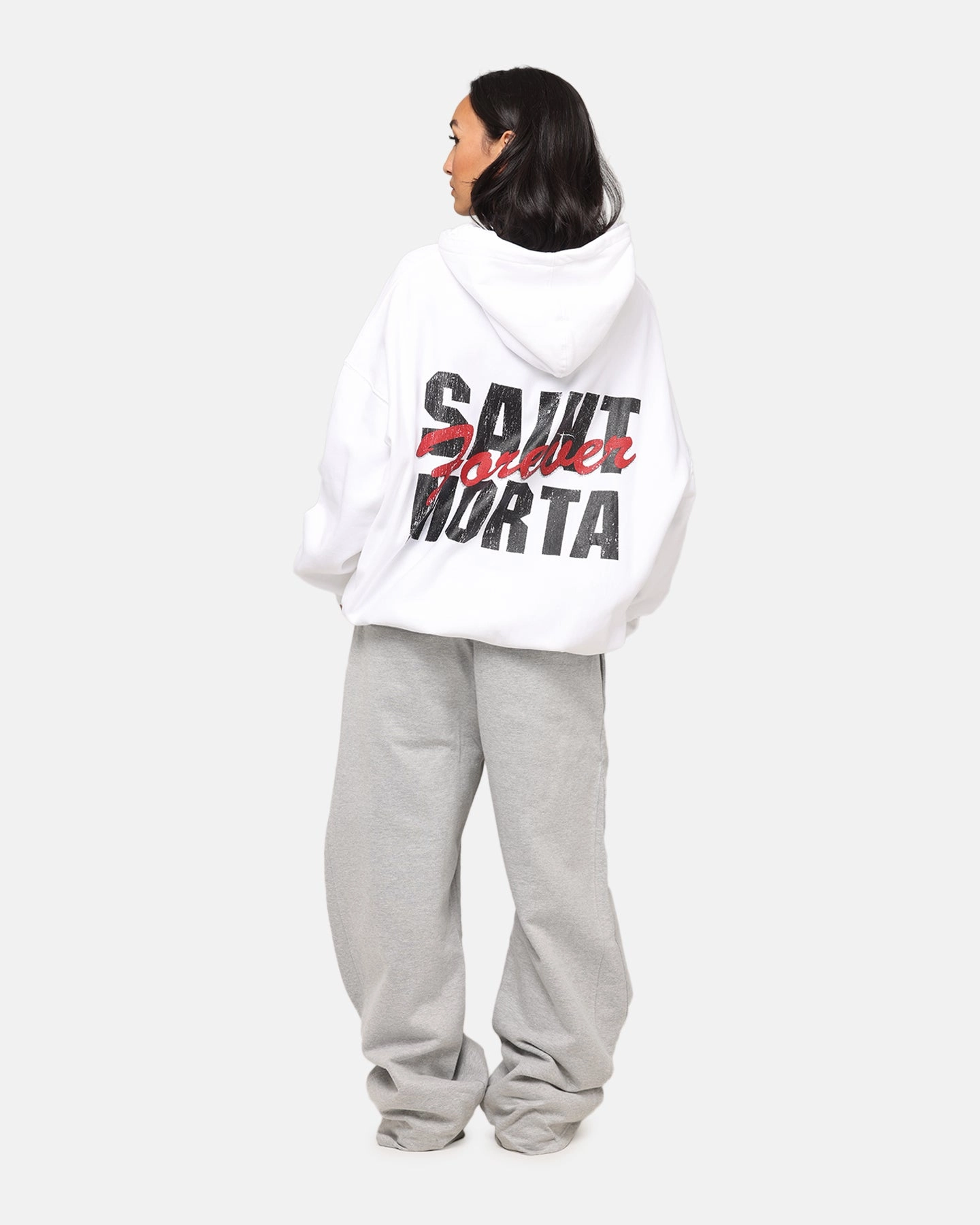 Saint Morta Forever Boxy Hoodie White Warm Thermal Regulating Fabric