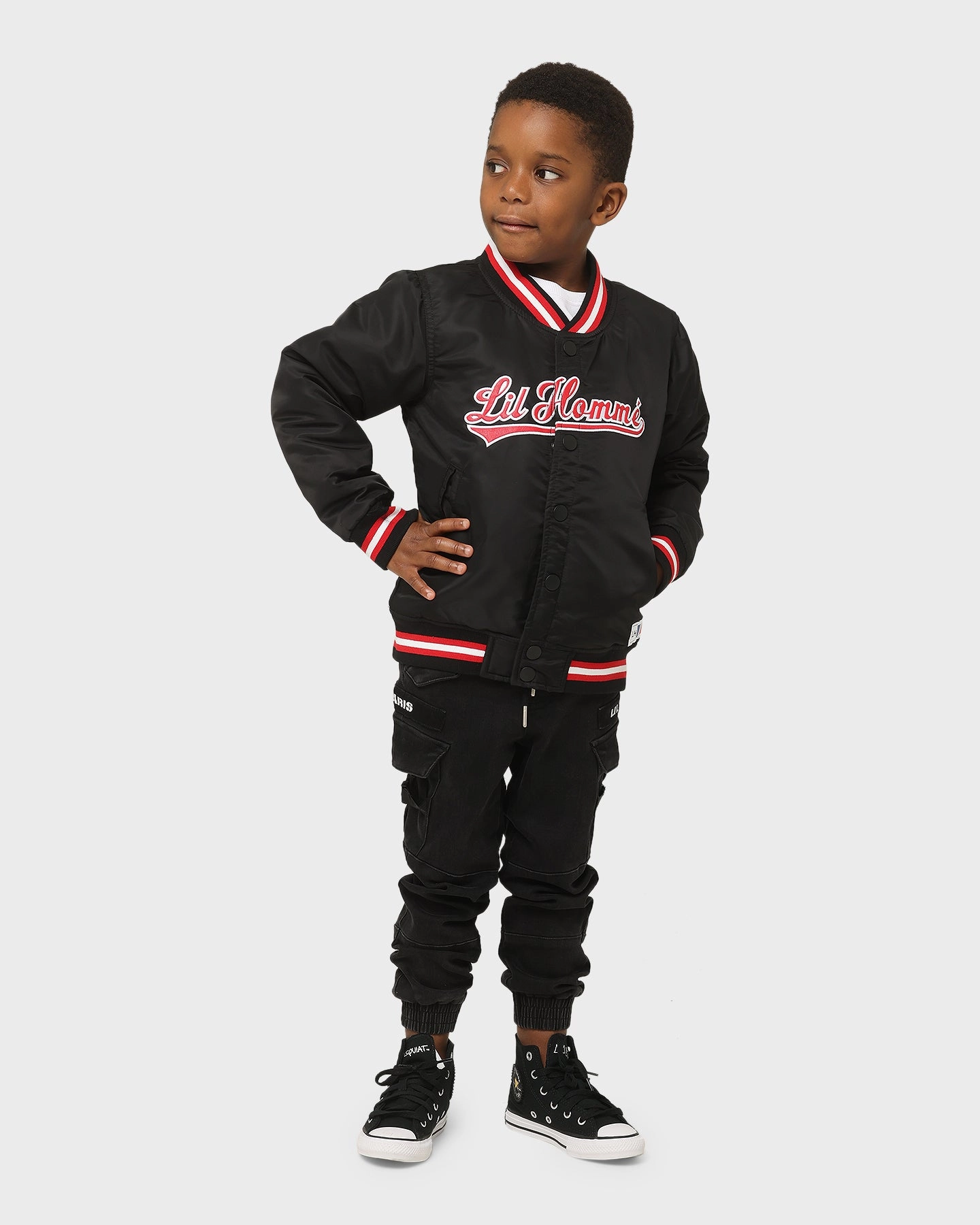 adults Lil Homme Kids' PDB Varsity Jacket Black