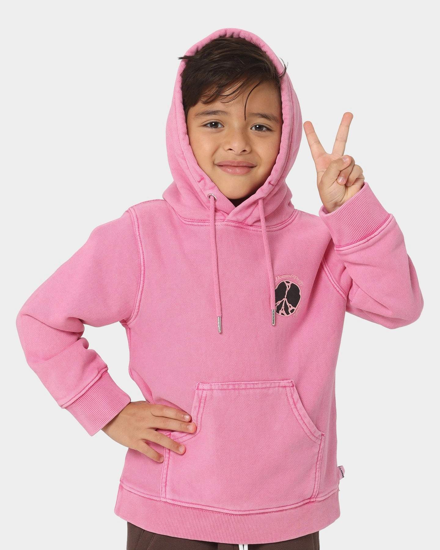 Lil Homme Kids' Peace Classic Hoodie Washed Pink Diploma Classic Fit