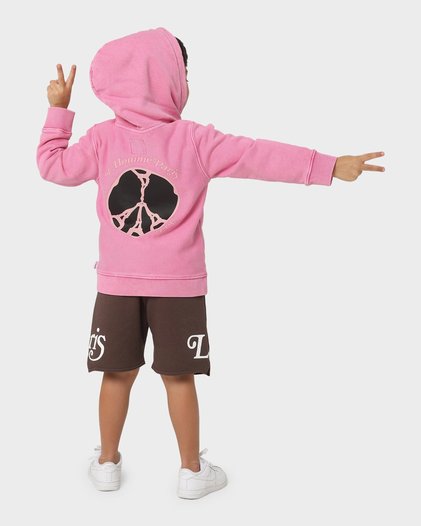 Trendy Outerwear Lil Homme Kids' Peace Classic Hoodie Washed Pink