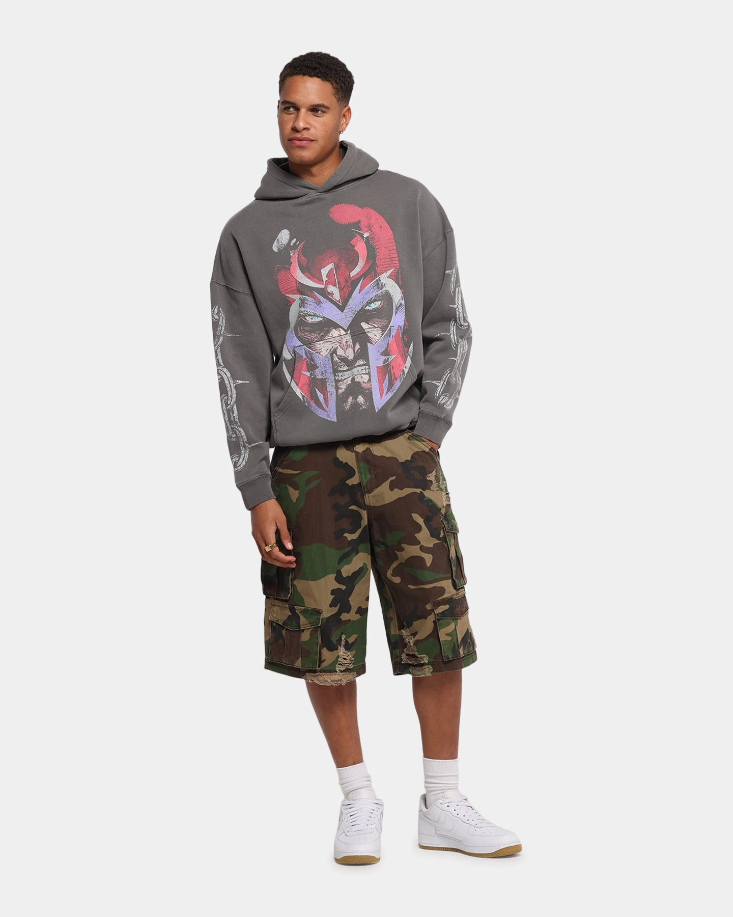 American Thrift Marvel X-Men Magneto Premium Hoodie Washed Charcoal On-The-Go Style