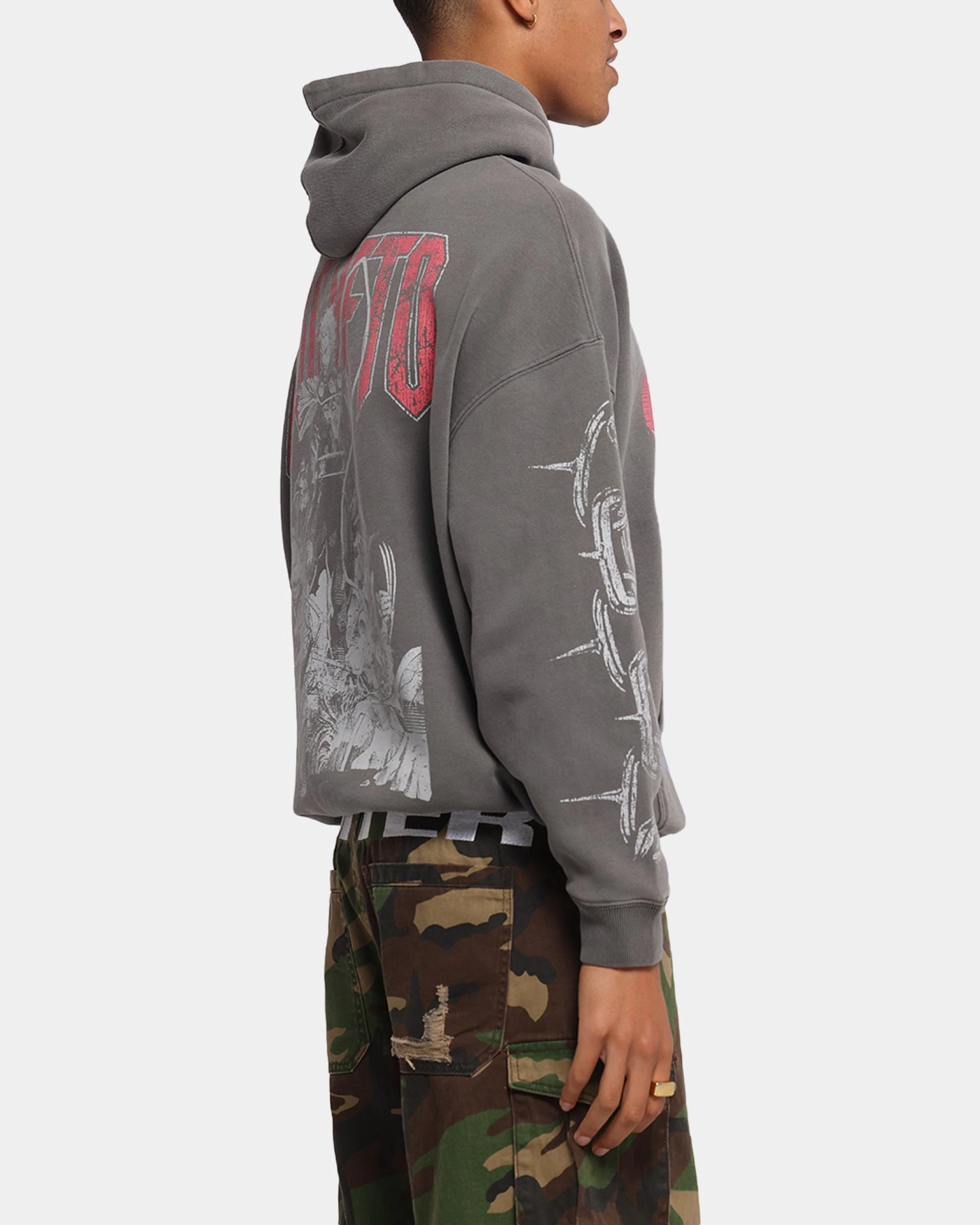 American Thrift Marvel X-Men Magneto Premium Hoodie Washed Charcoal Athletic Tailoring Cozy