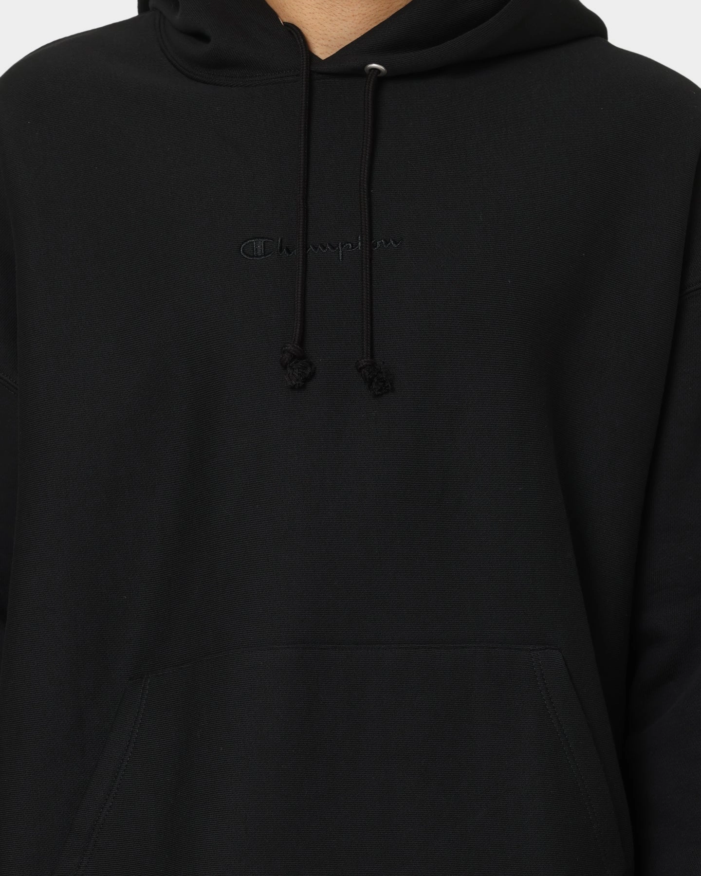 Champion Reverse Weave Relaxed Hem Hoodie Black See Light Shell