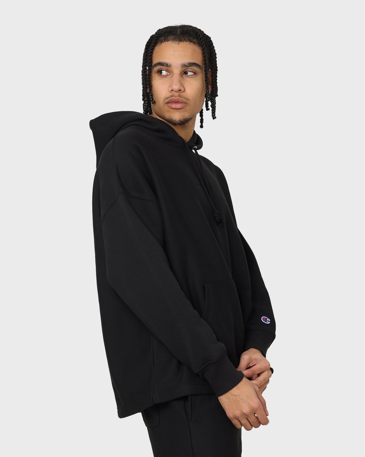 Champion Reverse Weave Relaxed Hem Hoodie Black Breathable mesh lining Congratulate