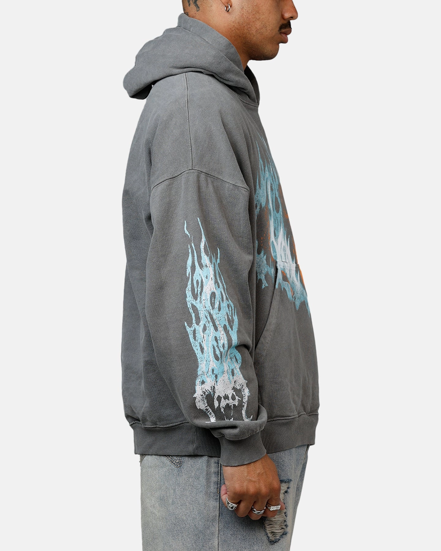 suitable for advertising campaigns StretchMaterial American Thrift X Lord Of The Rings The Balrog Premium Hoodie Washed Charcoal