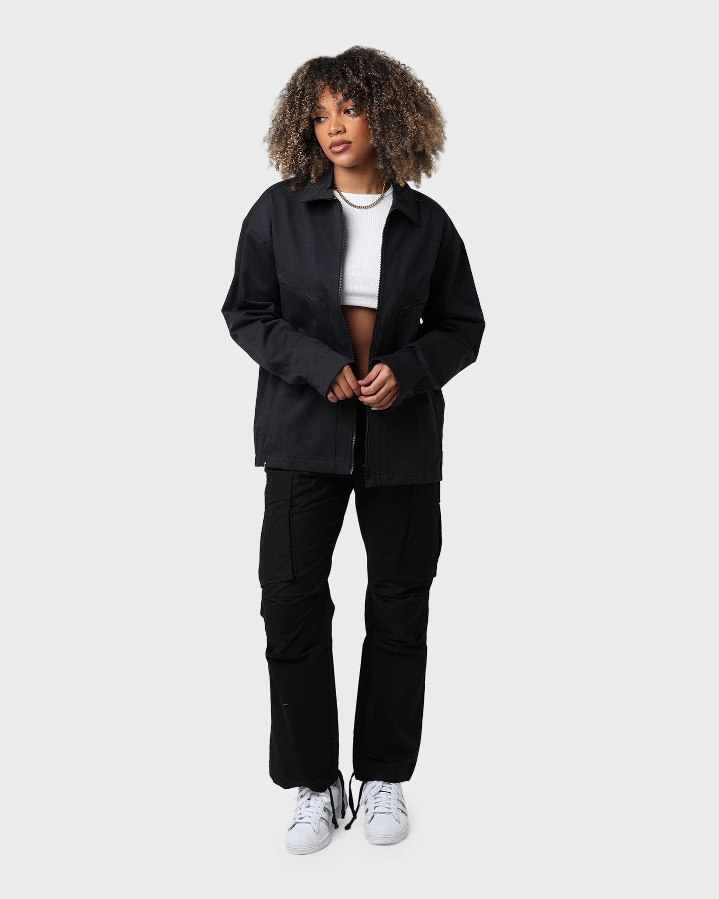 Recycled Material Adidas Trefoil Twill Blouson Jacket Black