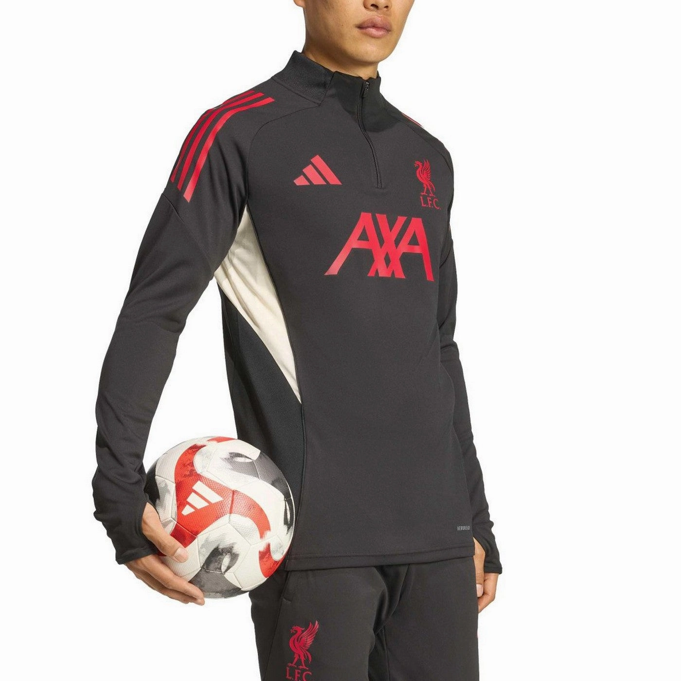 NonIrritating Flatlock Stitching Liverpool FC black training technical Soccer tracksuit 2025/26 - Adidas