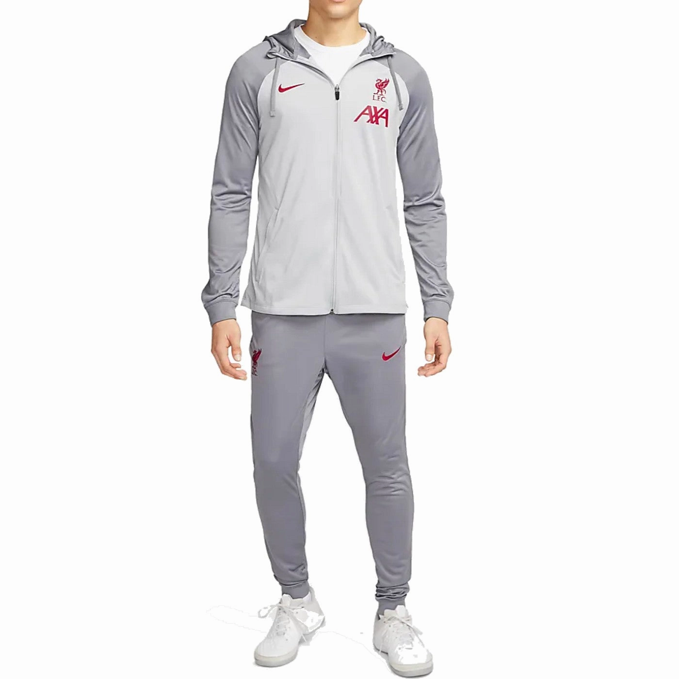 windproof Liverpool FC grey training presentation hooded tracksuit 2023 - Nike