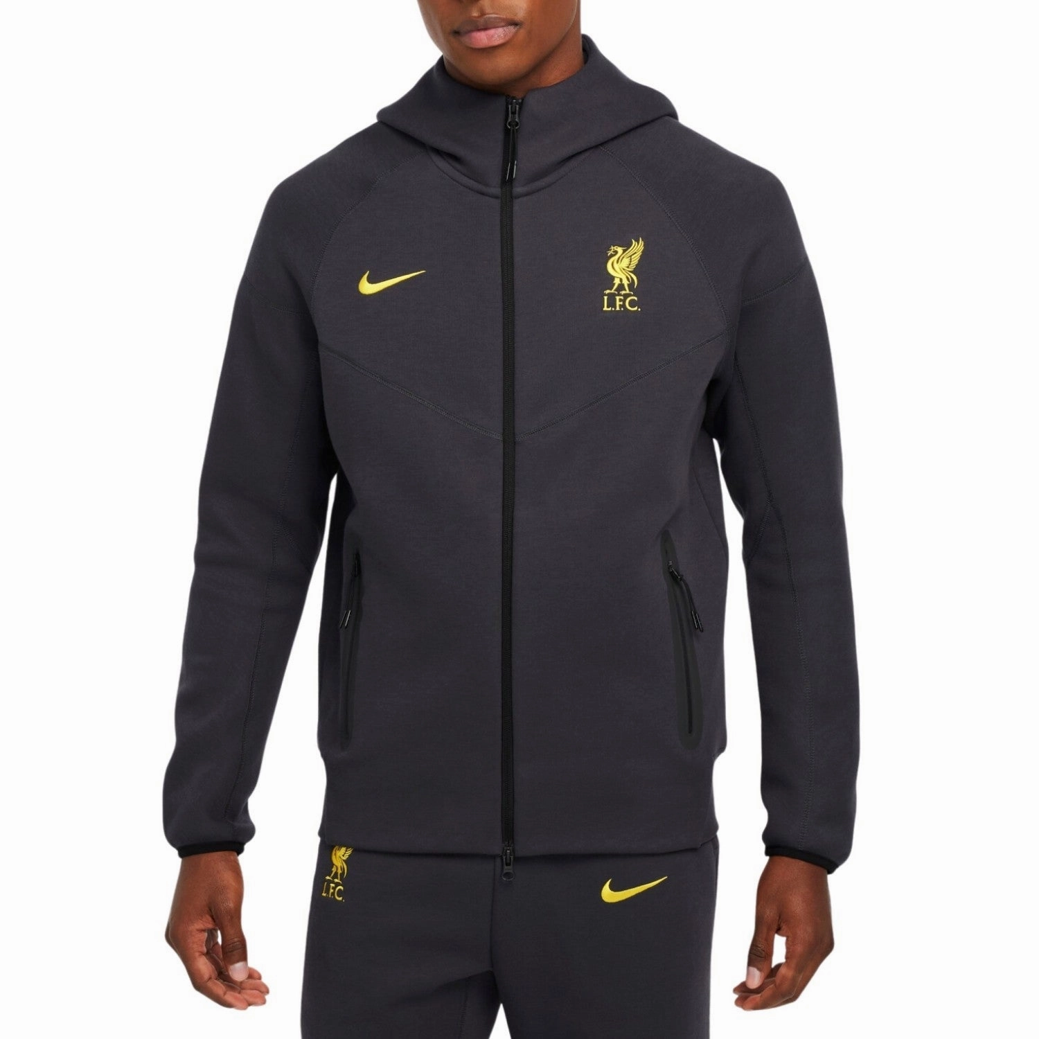 Liverpool Tech Fleece presentation tracksuit 2024/25 dark grey - Nike ink Strategic Airflow Channels