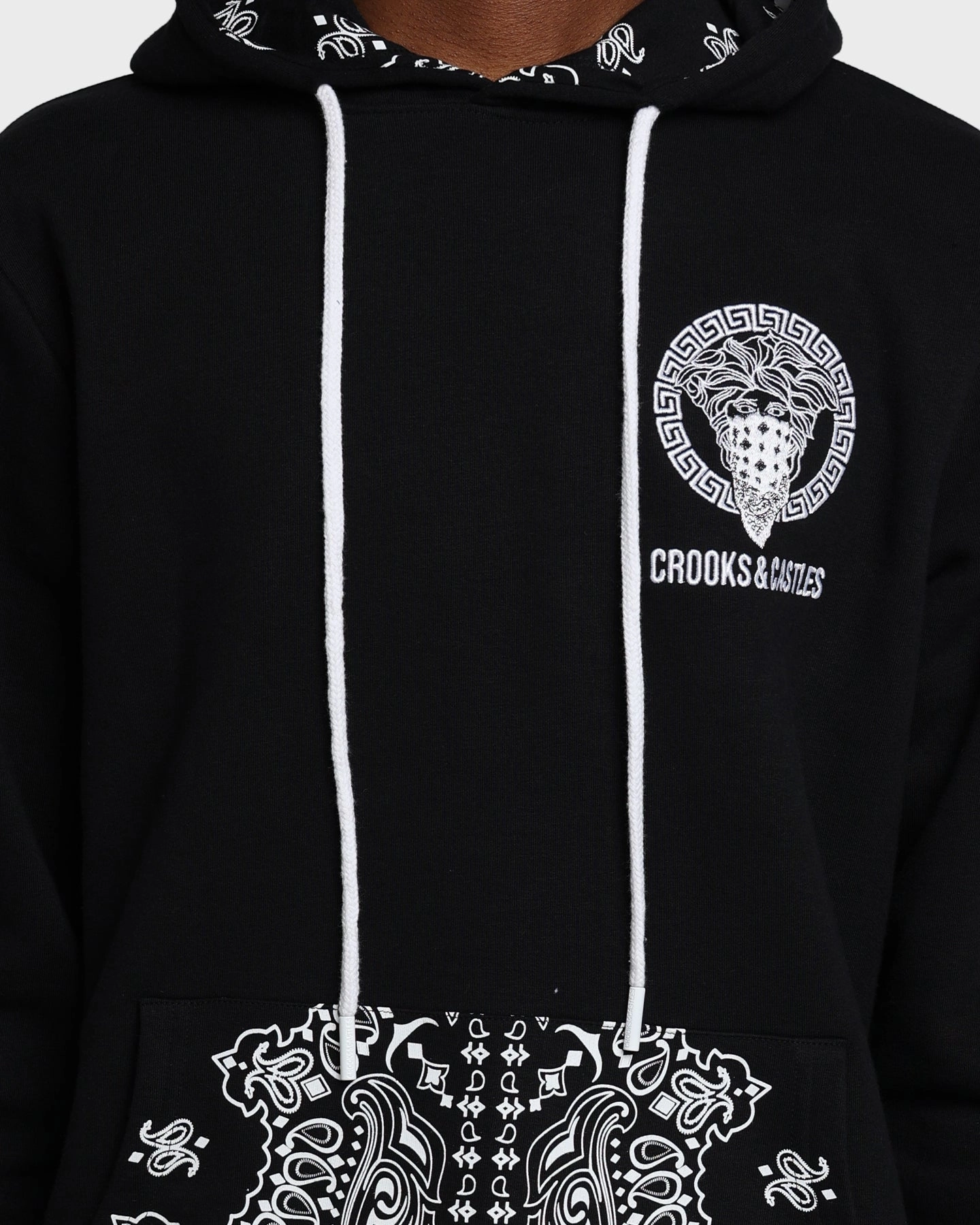 Crooks & Castles Bandana Core Hoodie Black Lightweight Comfort