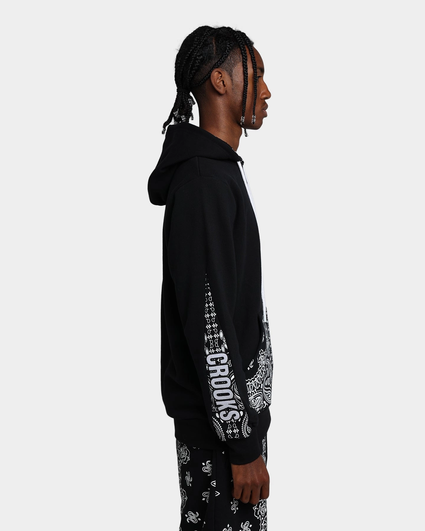 WaterResistantCoating Crooks & Castles Bandana Core Hoodie Black