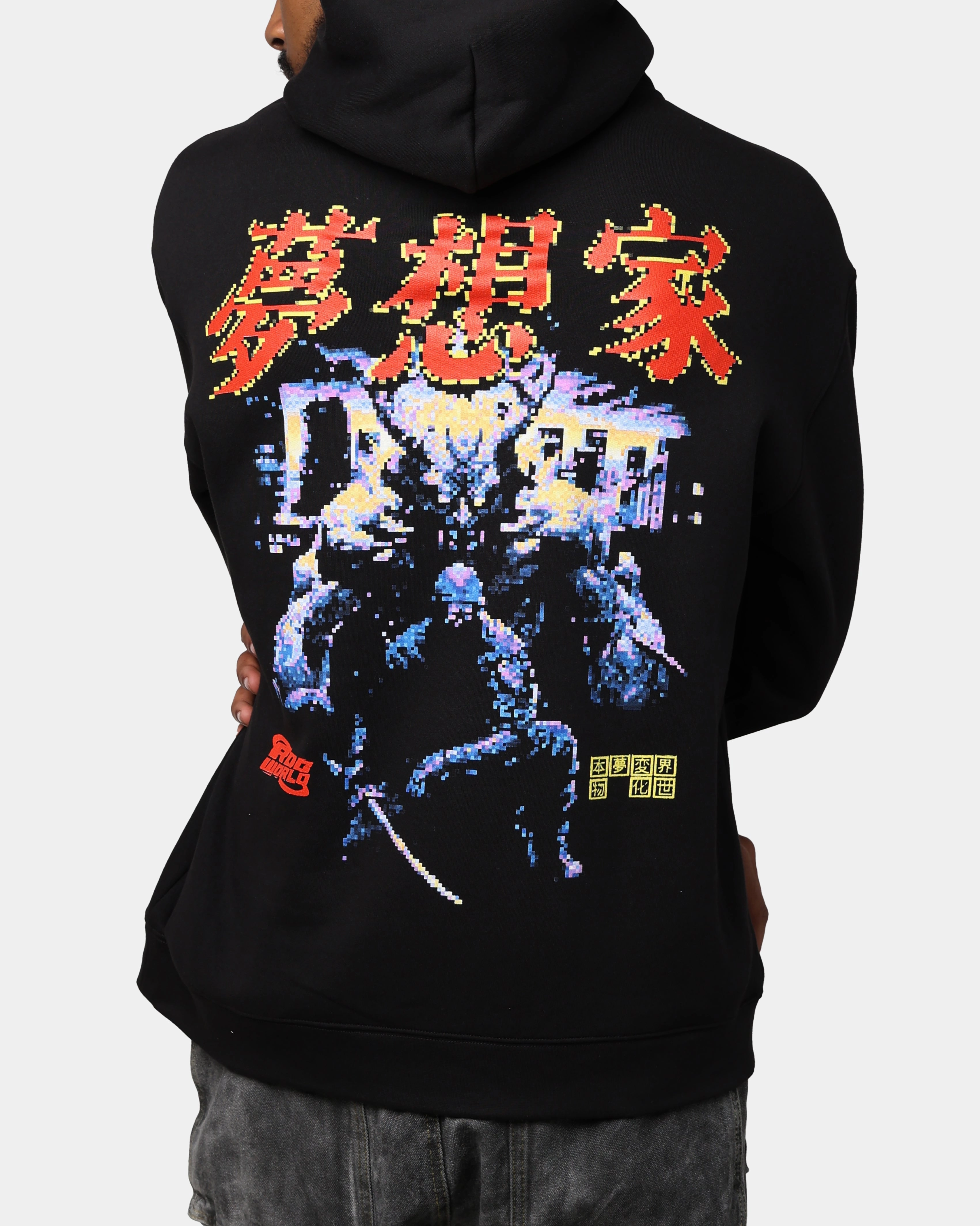 RDCWorld 8-Bit Hoodie Black AbrasionResistant Edging Lightweight Layer