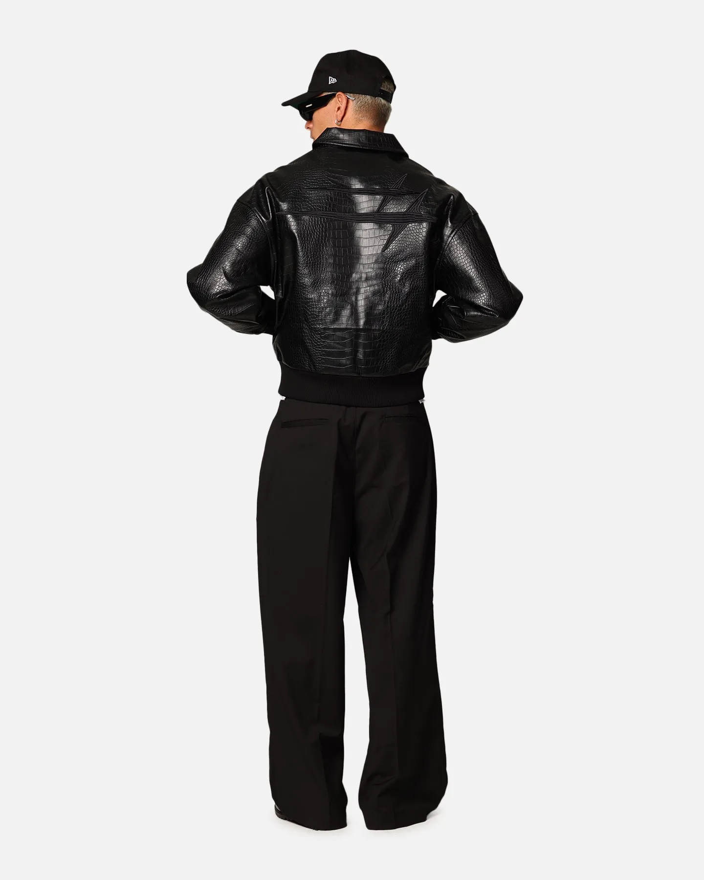 Urban Wear Opinion Loiter Atmosphere PU Leather Bomber Jacket Black