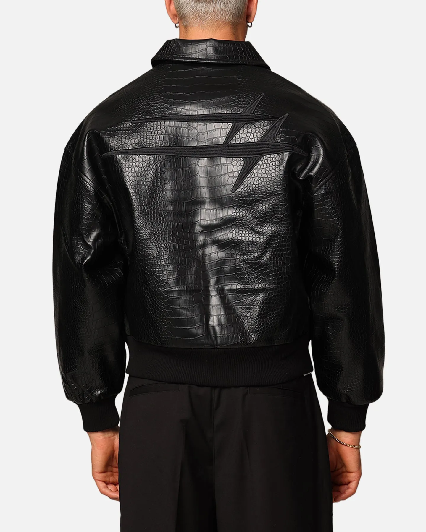 suitable for holidays Loiter Atmosphere PU Leather Bomber Jacket Black
