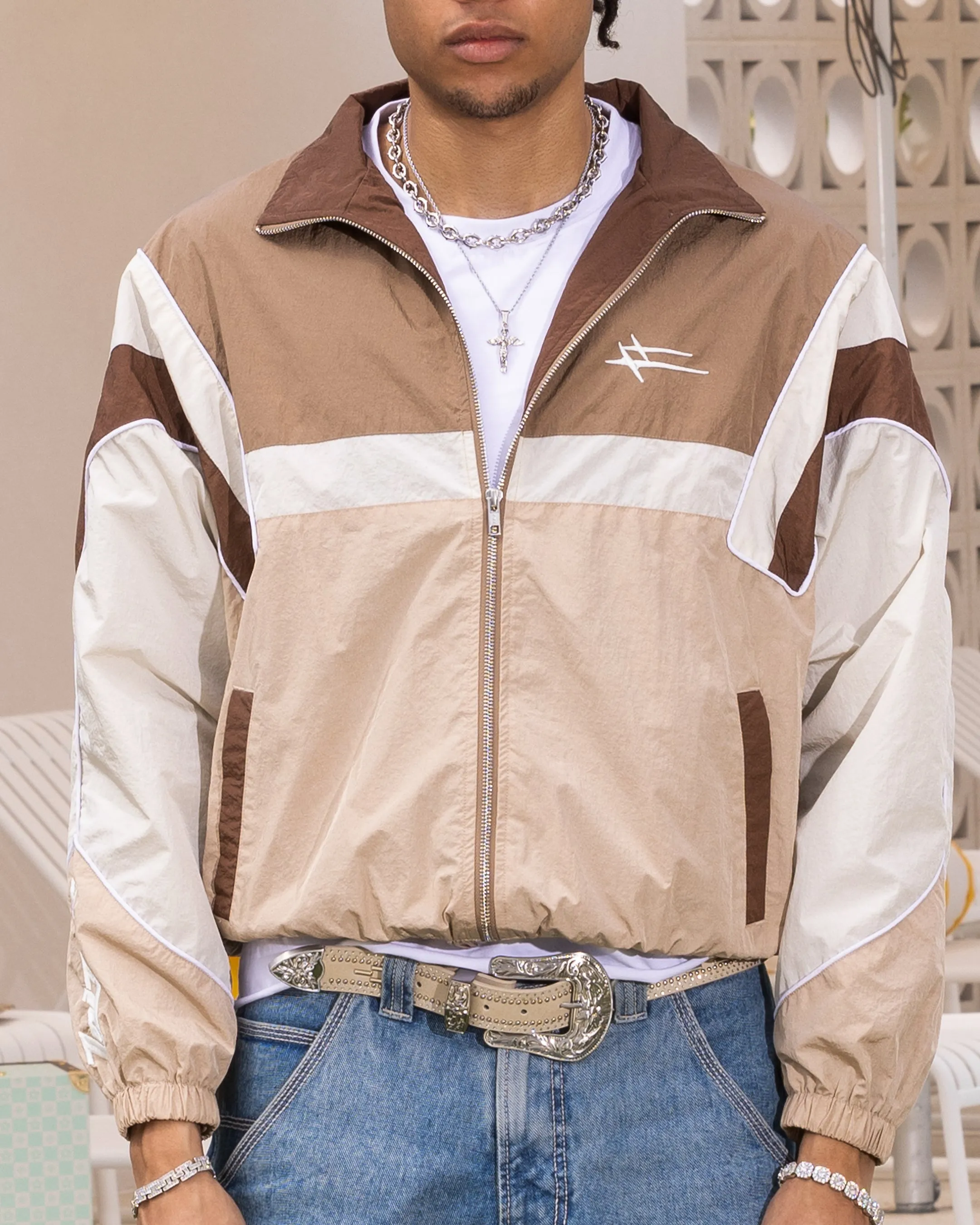 Loiter Axel Track Jacket Brown/Tan Tear Resistant Panels