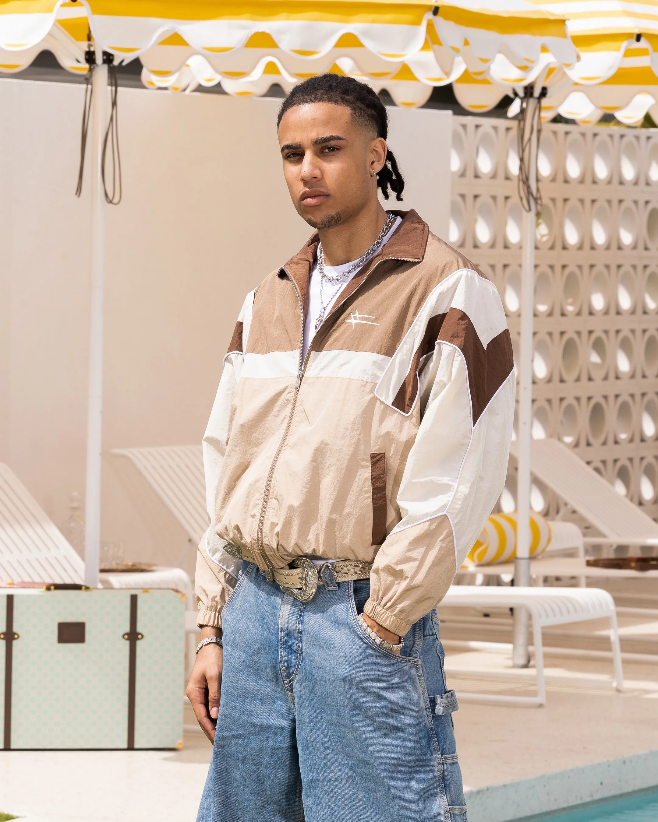 Loiter Axel Track Jacket Brown/Tan Roll