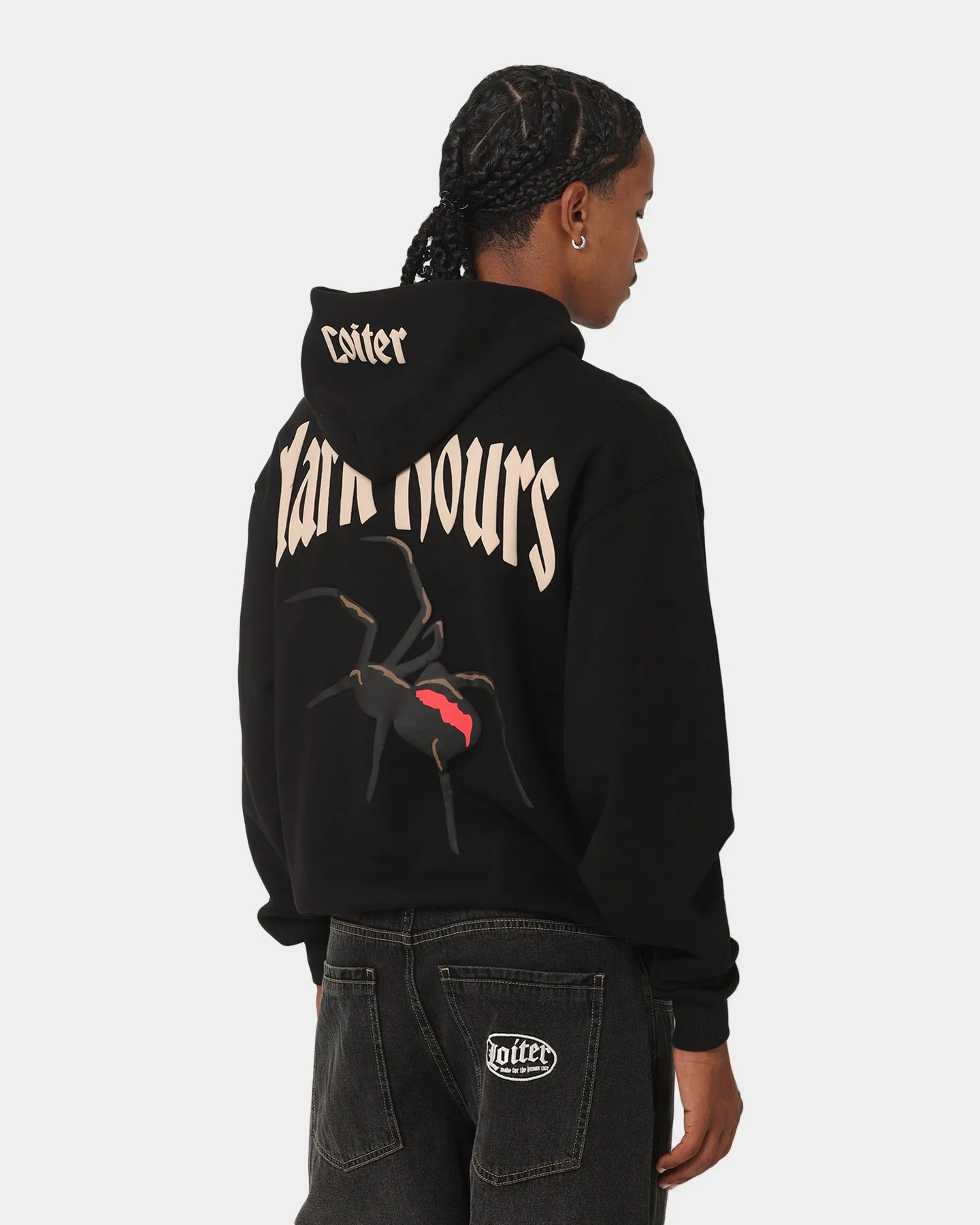 Loiter Dark Hours Hoodie Off Black Flexible Zipper System Relaxed Motion