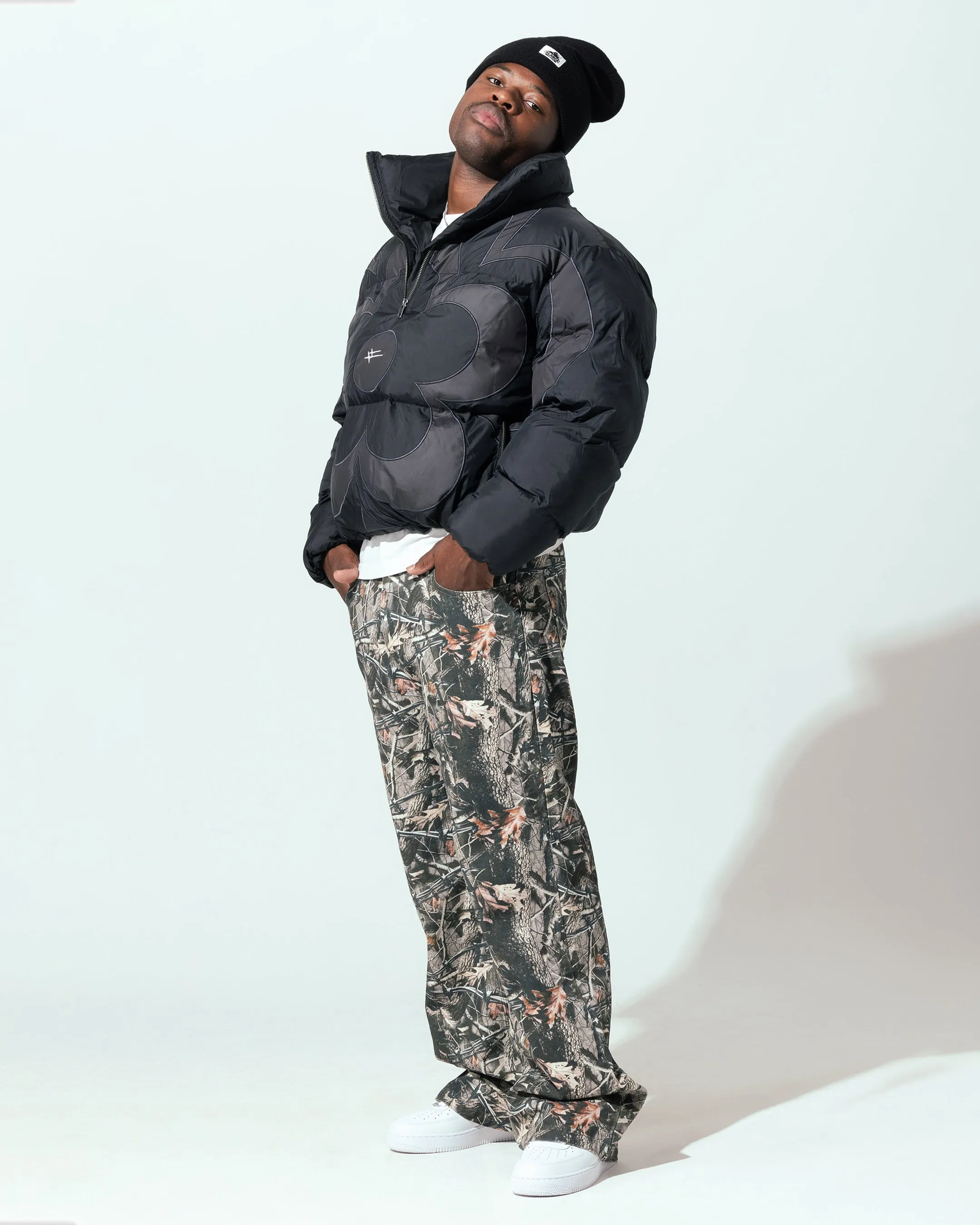 Reinforced Stress Points Nightwear Loiter Eden Puffer Jacket Black