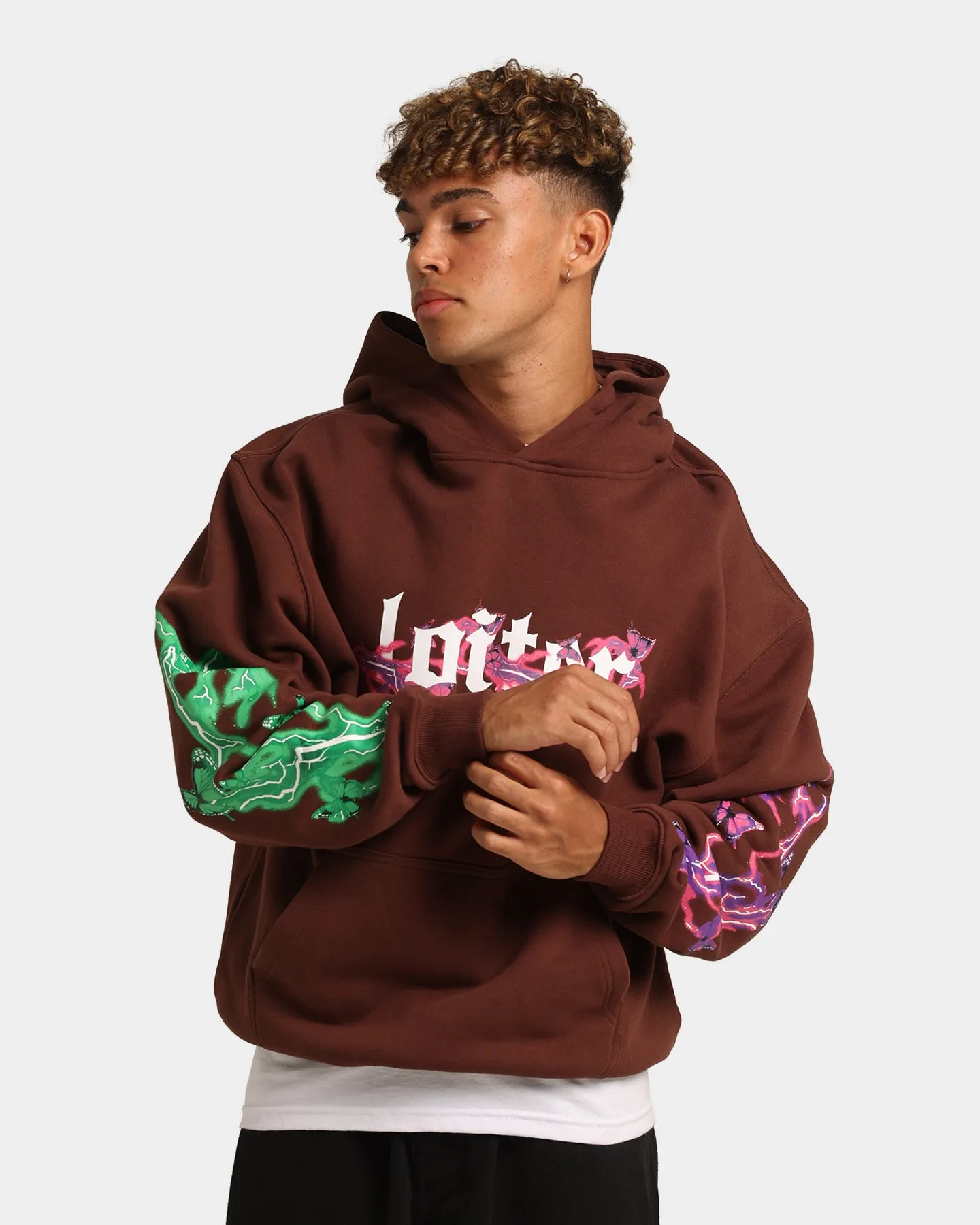 suitable for birthdays Dry Touch Loiter Electro Butterfly Hoodie Brown