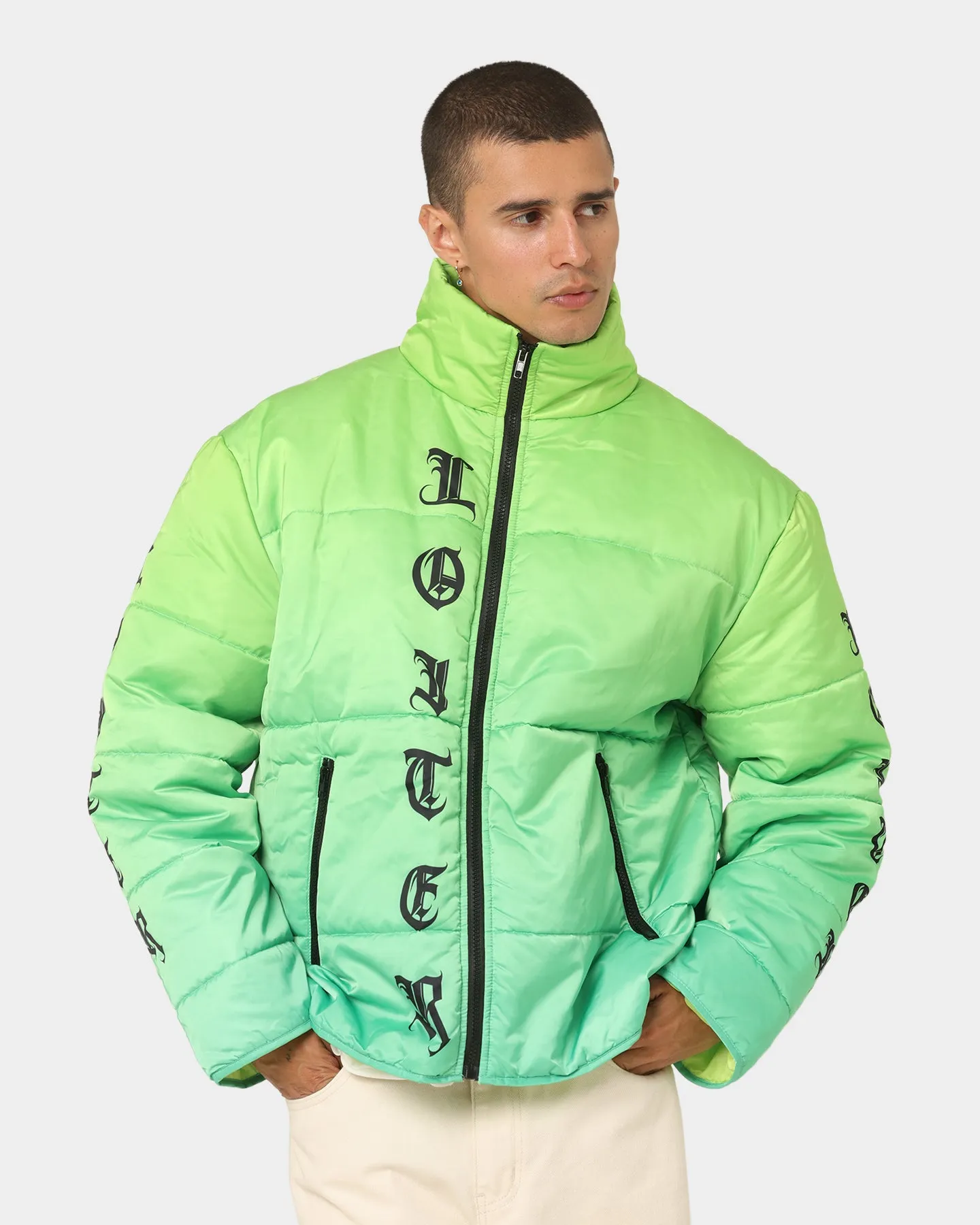 Articulated Elbows Secure Zip Pockets Loiter Eternal Puffer Jacket Neon Green