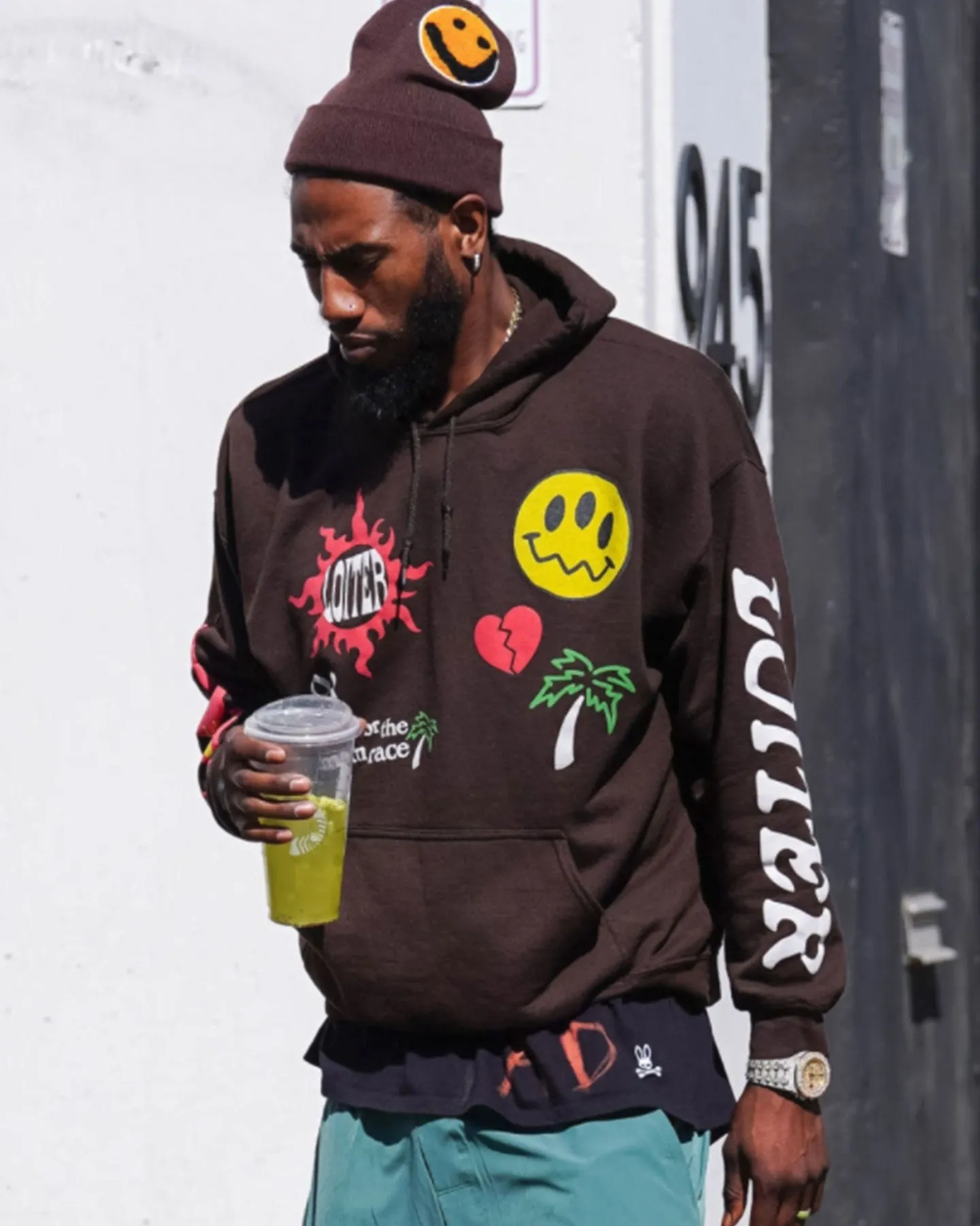 Loiter Euphoric Multi Logo Hoodie Brown Fedora